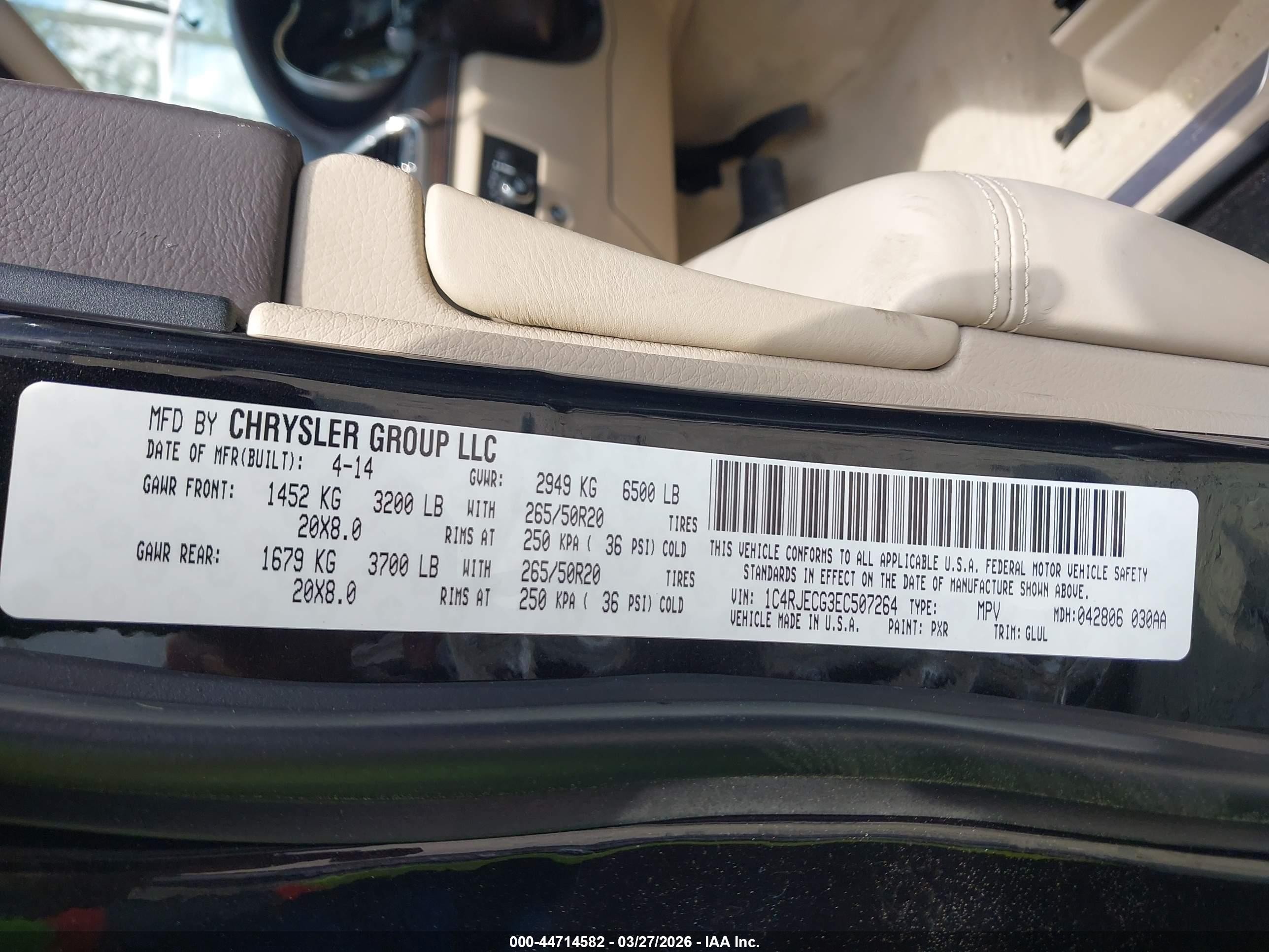 2014 Jeep Grand Cherokee Overland Black vin: 1C4RJECG3EC507264