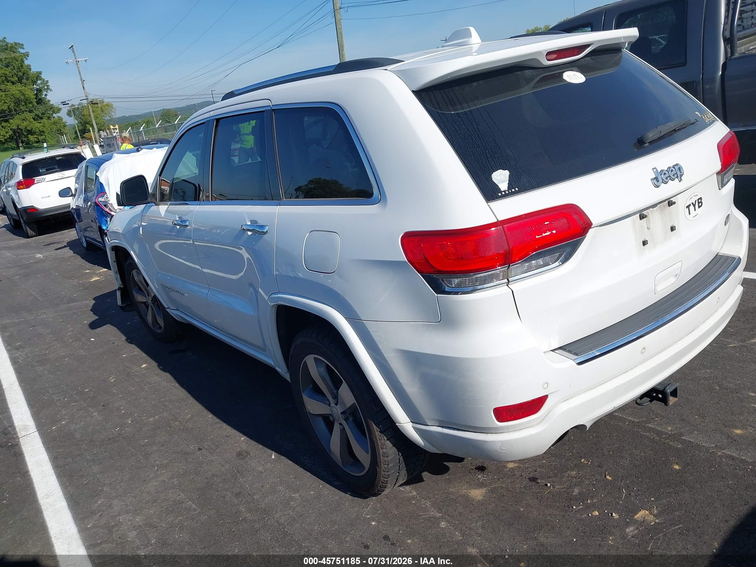 2015 Jeep Grand Cherokee Overland White vin: 1C4RJECG3FC798477