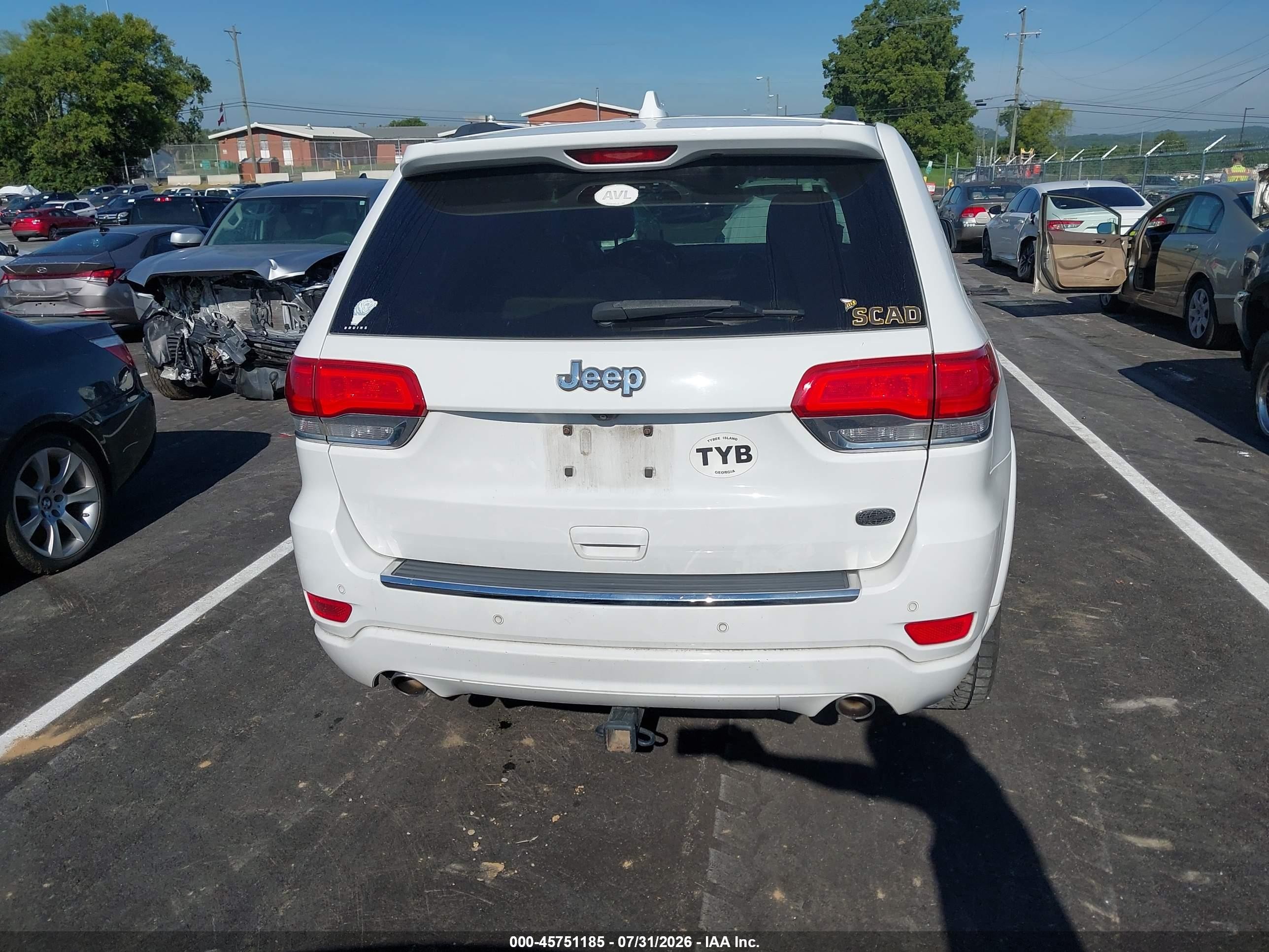 2015 Jeep Grand Cherokee Overland White vin: 1C4RJECG3FC798477