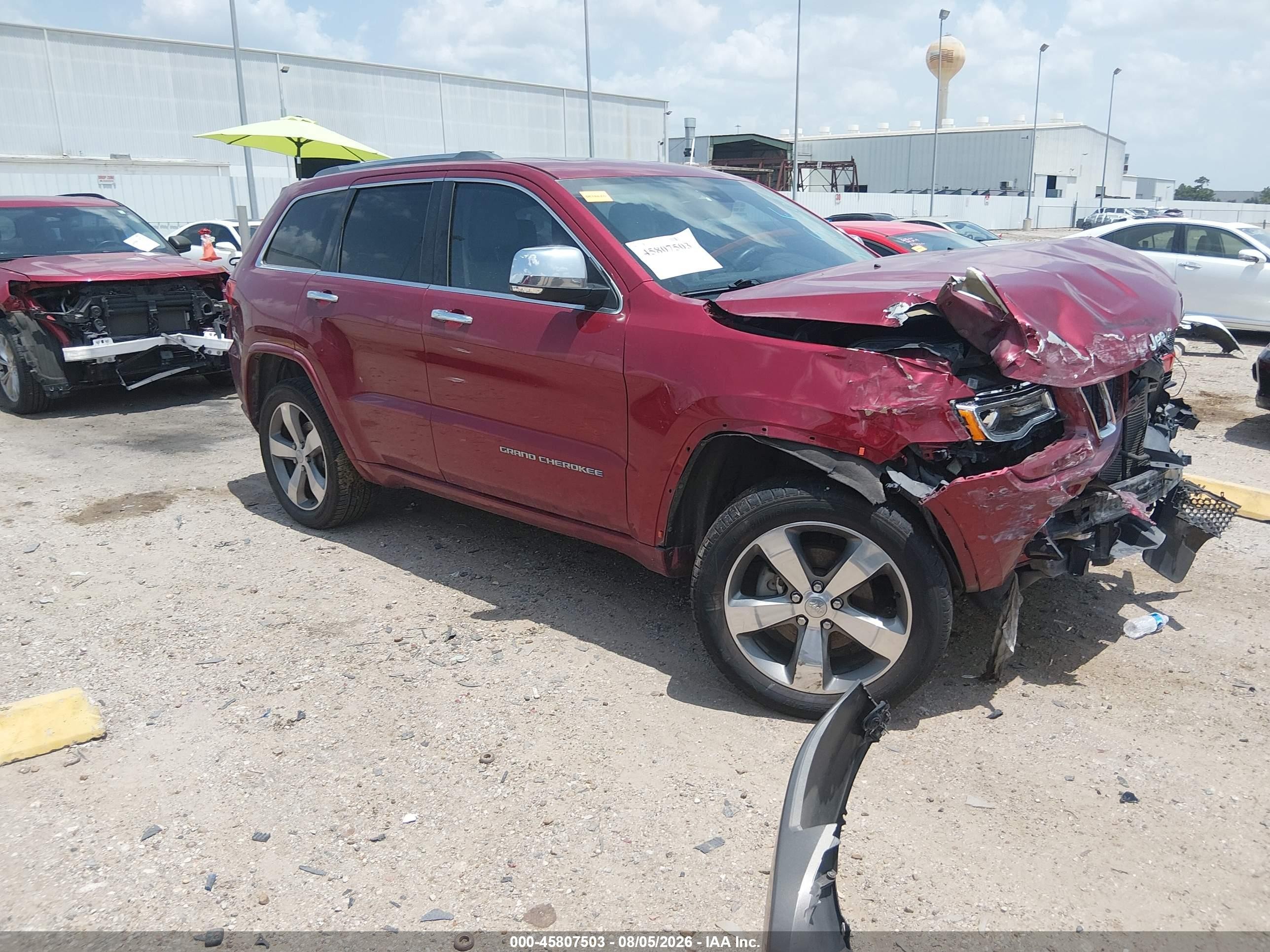 2015 Jeep Grand Cherokee Overland Red vin: 1C4RJECG3FC823099