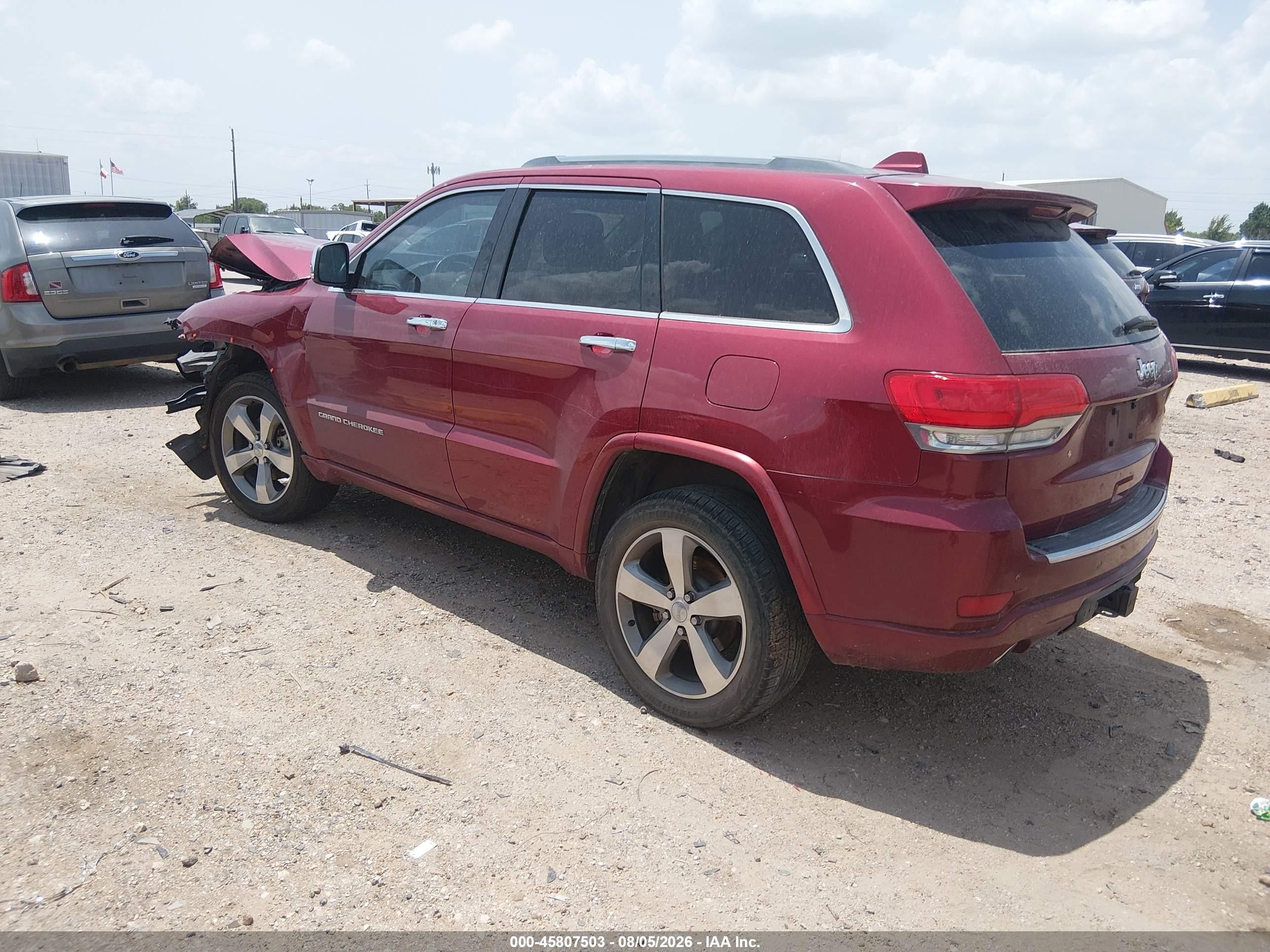 2015 Jeep Grand Cherokee Overland Red vin: 1C4RJECG3FC823099