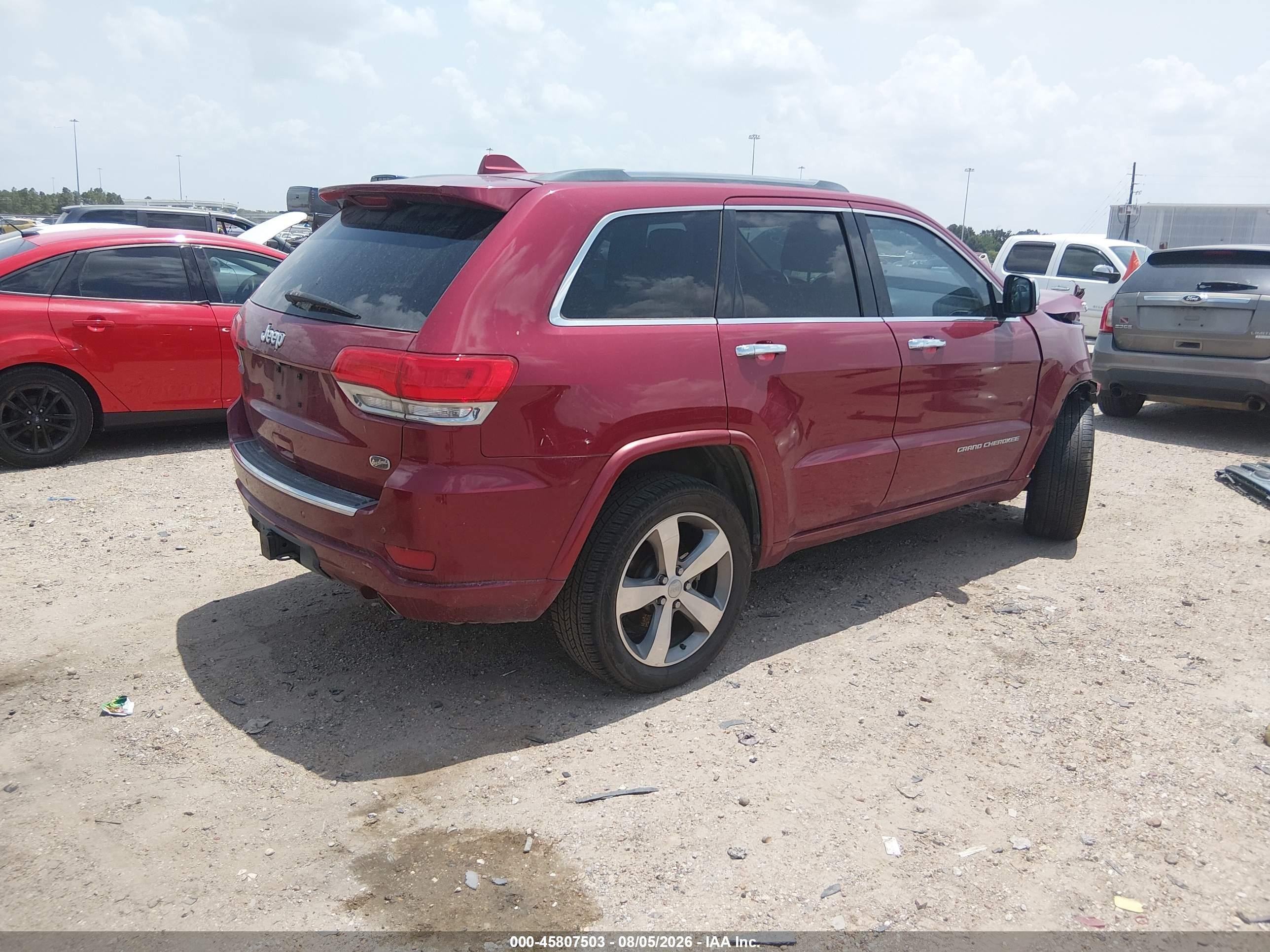 2015 Jeep Grand Cherokee Overland Red vin: 1C4RJECG3FC823099