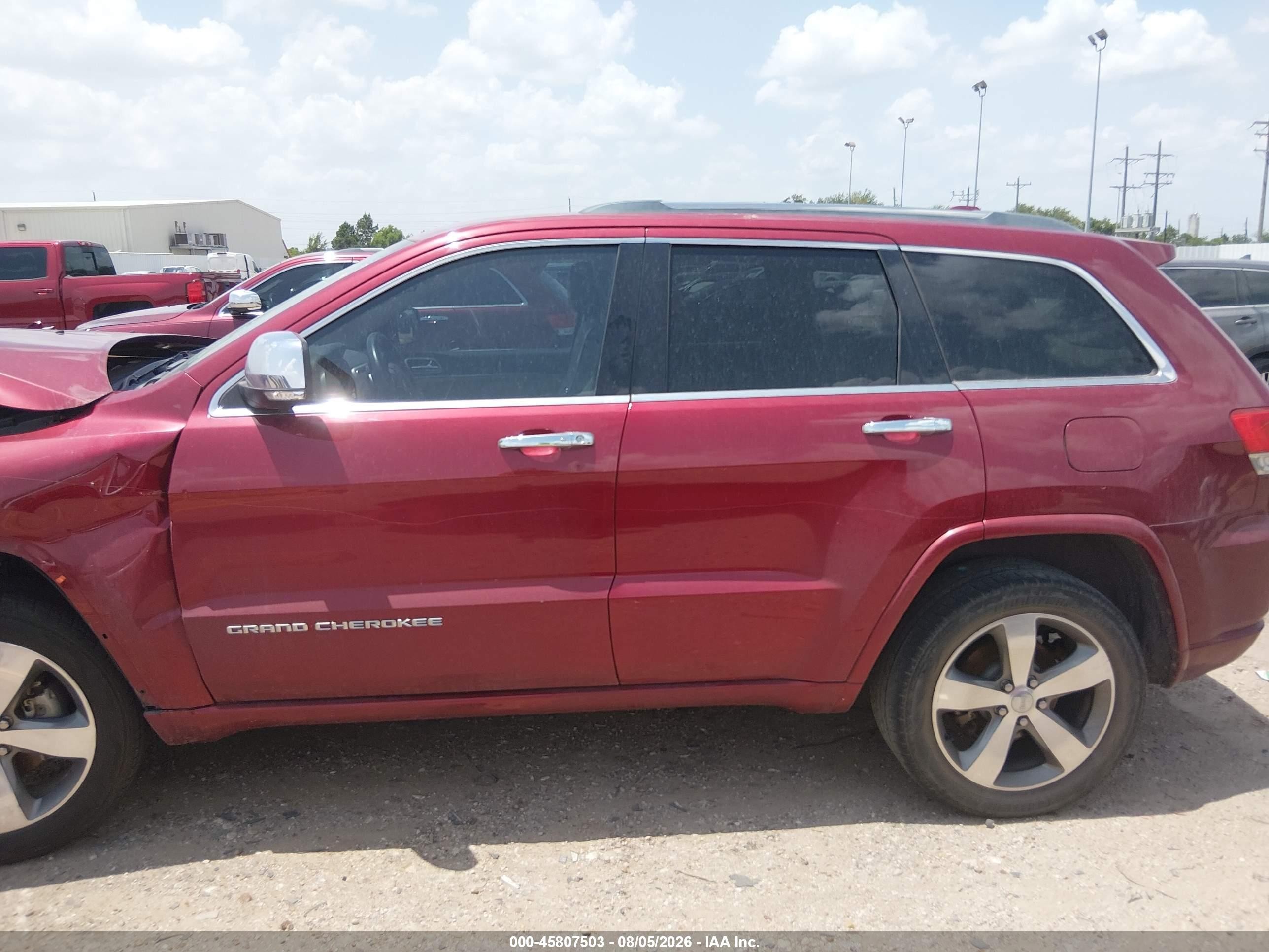 2015 Jeep Grand Cherokee Overland Red vin: 1C4RJECG3FC823099