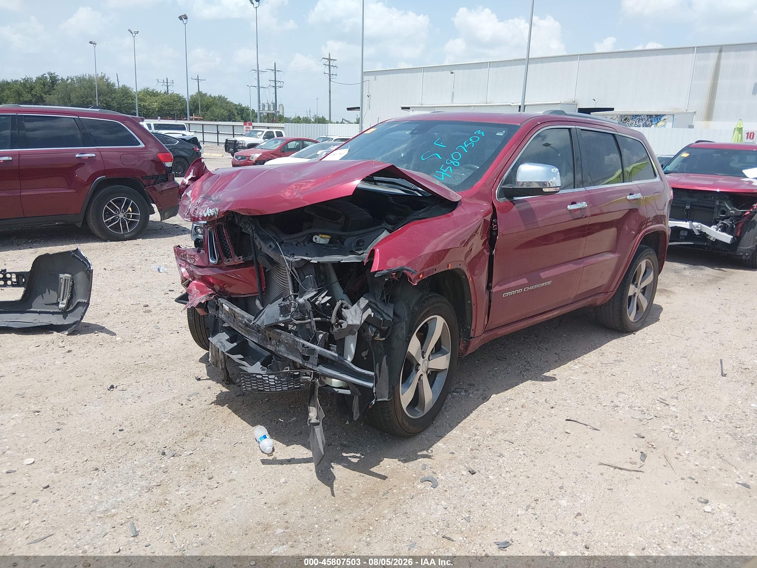 2015 Jeep Grand Cherokee Overland Red vin: 1C4RJECG3FC823099