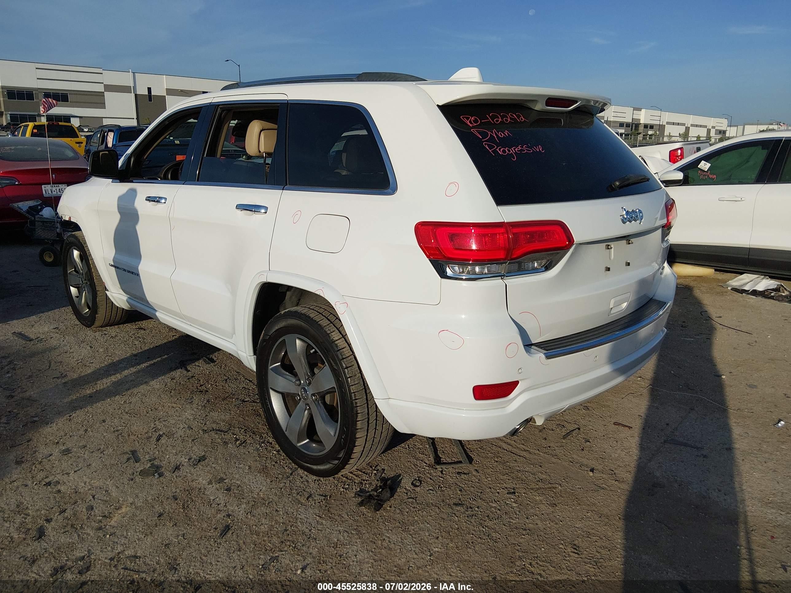 2014 Jeep Grand Cherokee Overland White vin: 1C4RJECG4EC380217