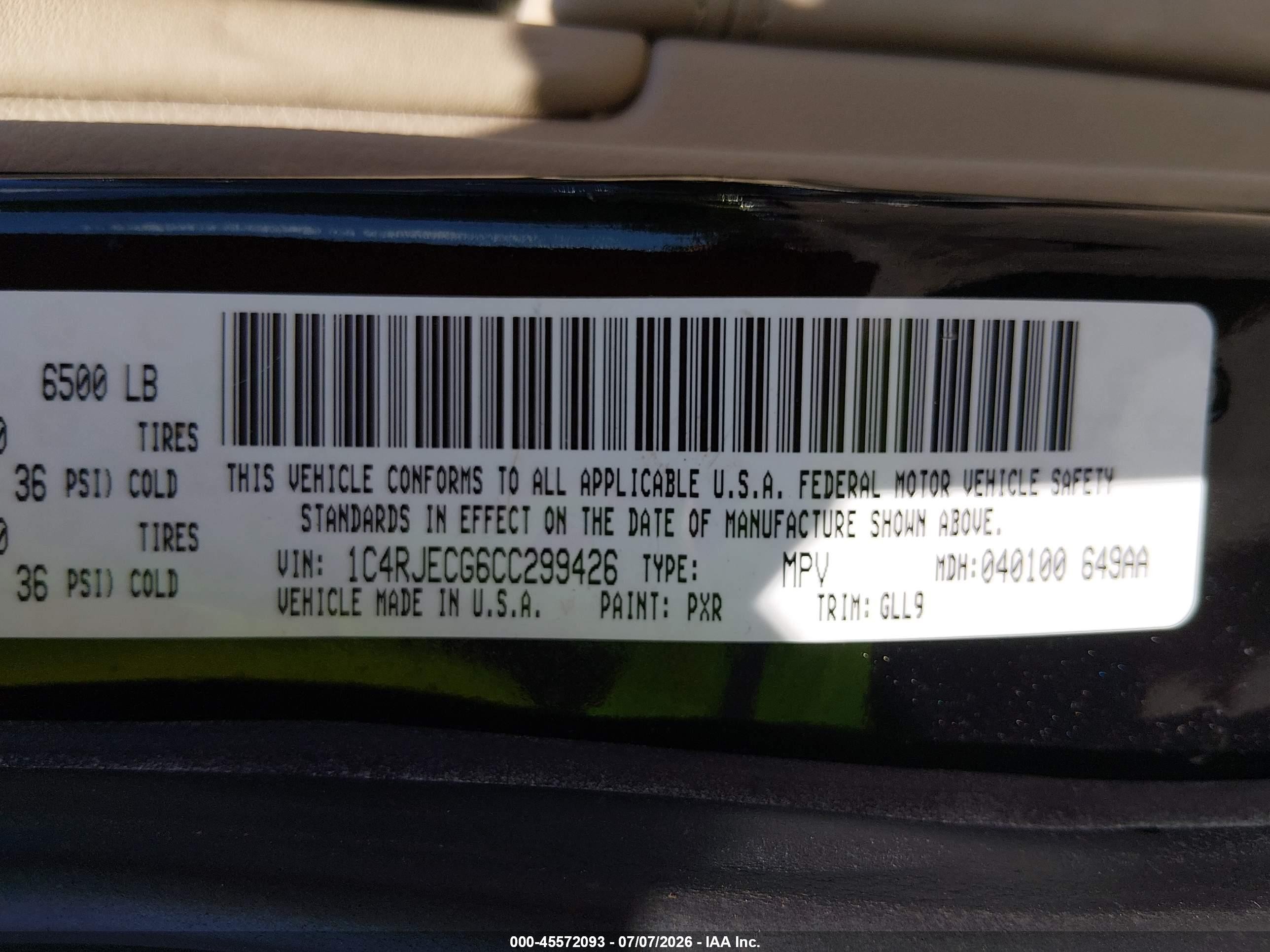 2012 Jeep Grand Cherokee Overland Black vin: 1C4RJECG6CC299426