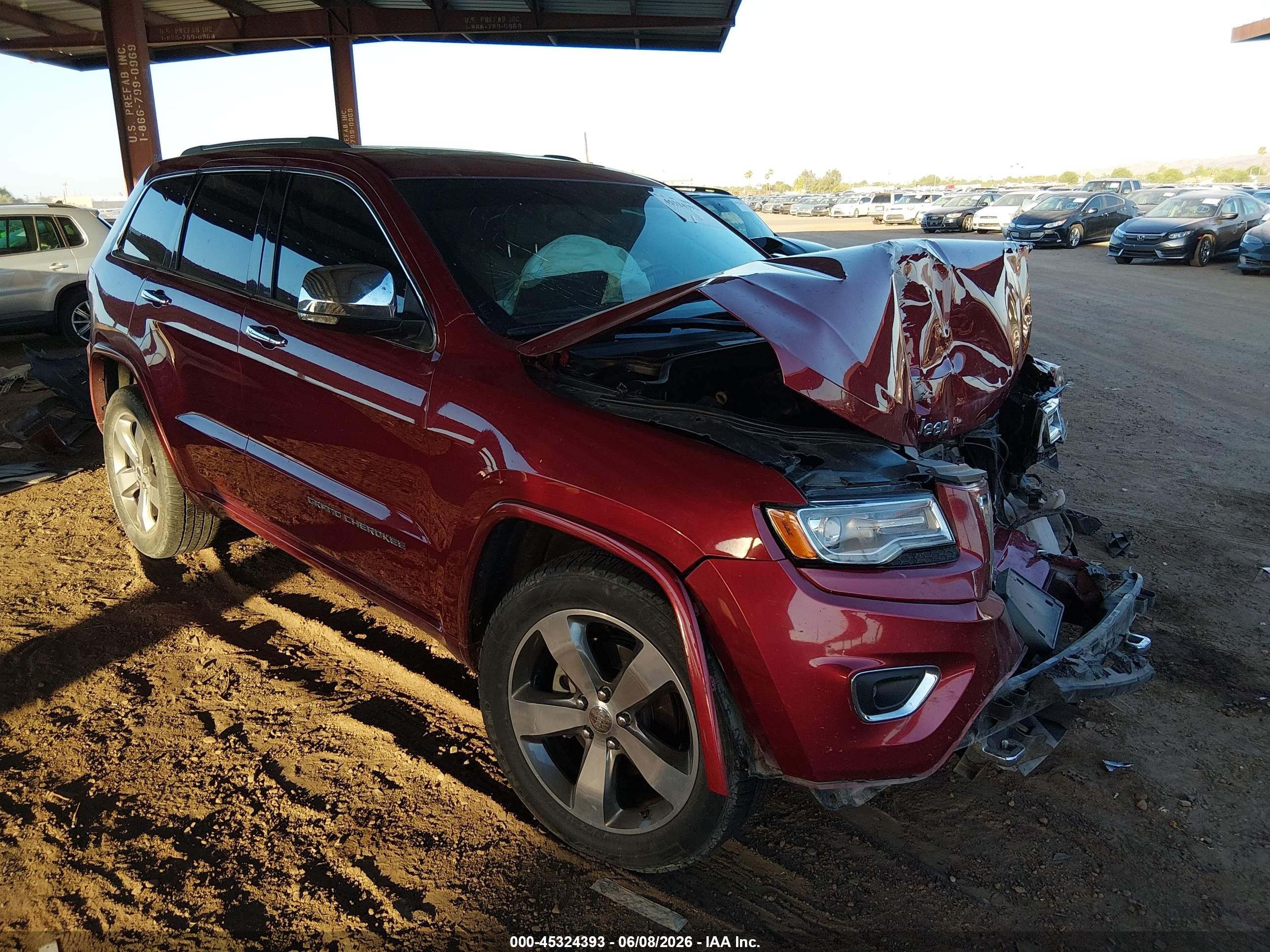2014 Jeep Grand Cherokee Overland Red vin: 1C4RJECG6EC581276