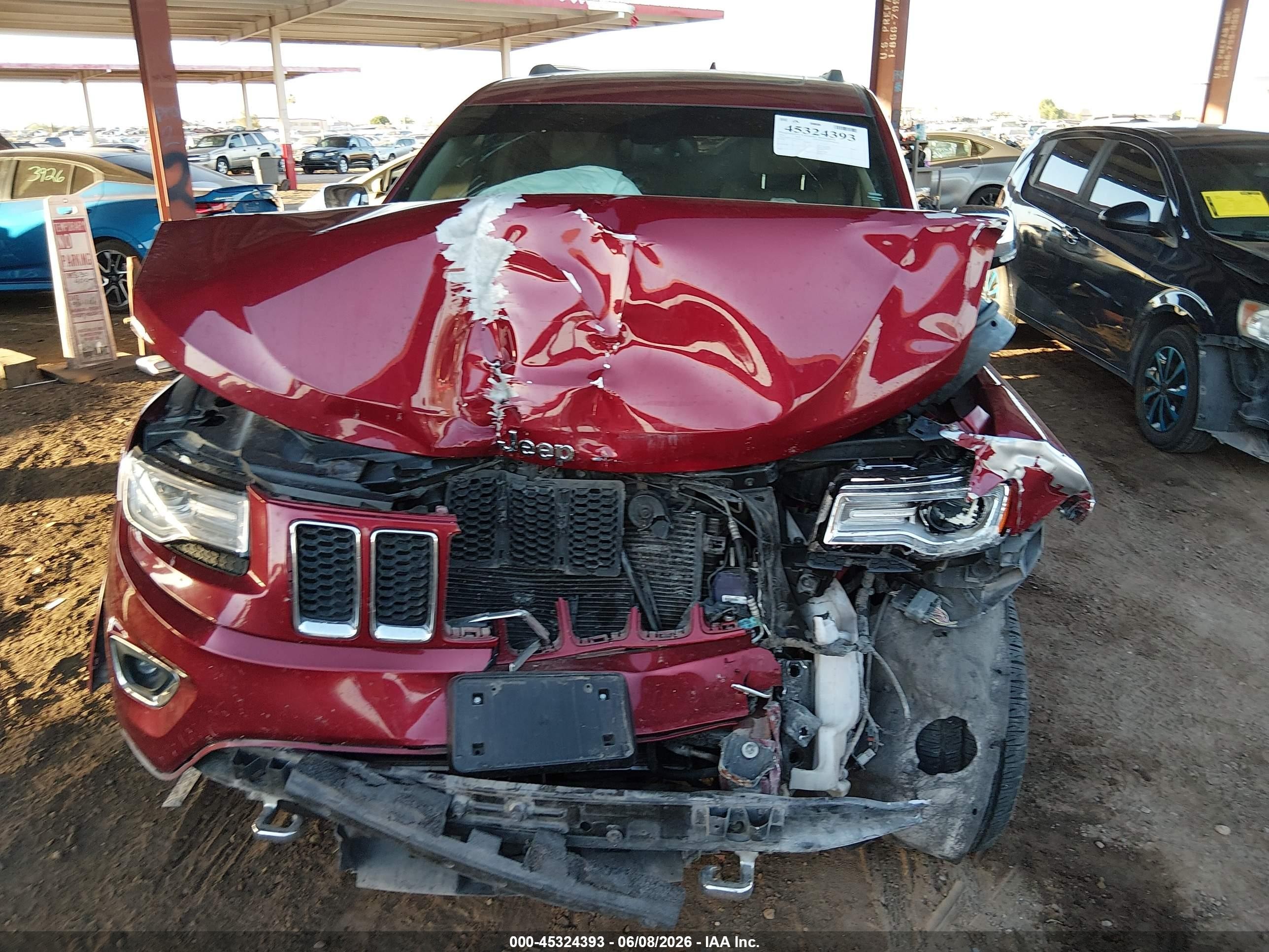 2014 Jeep Grand Cherokee Overland Red vin: 1C4RJECG6EC581276
