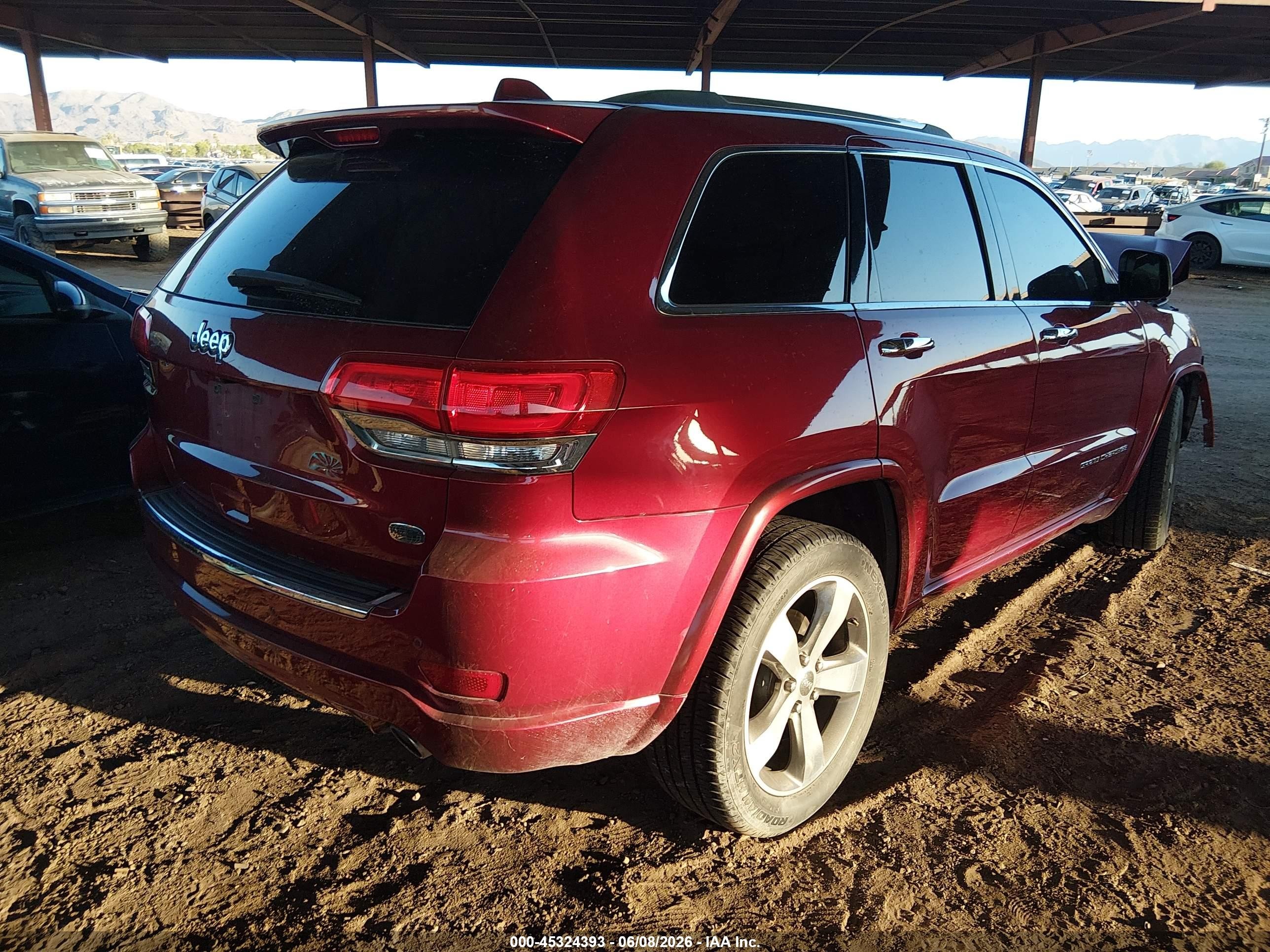 2014 Jeep Grand Cherokee Overland Red vin: 1C4RJECG6EC581276