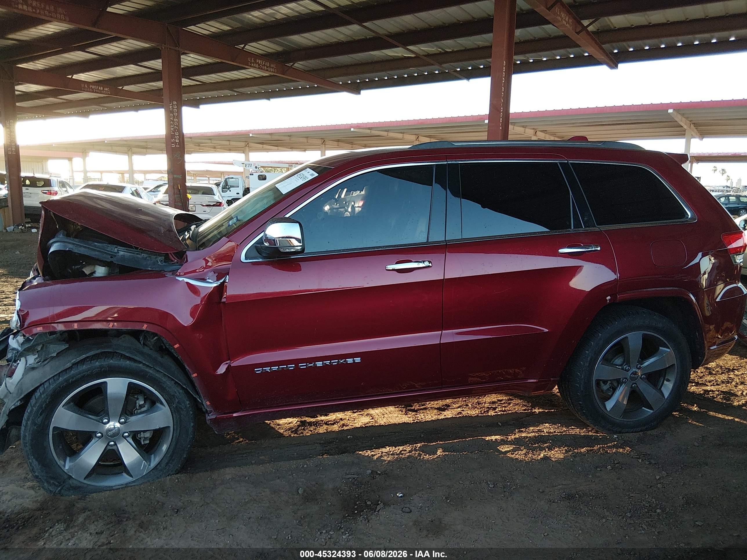2014 Jeep Grand Cherokee Overland Red vin: 1C4RJECG6EC581276