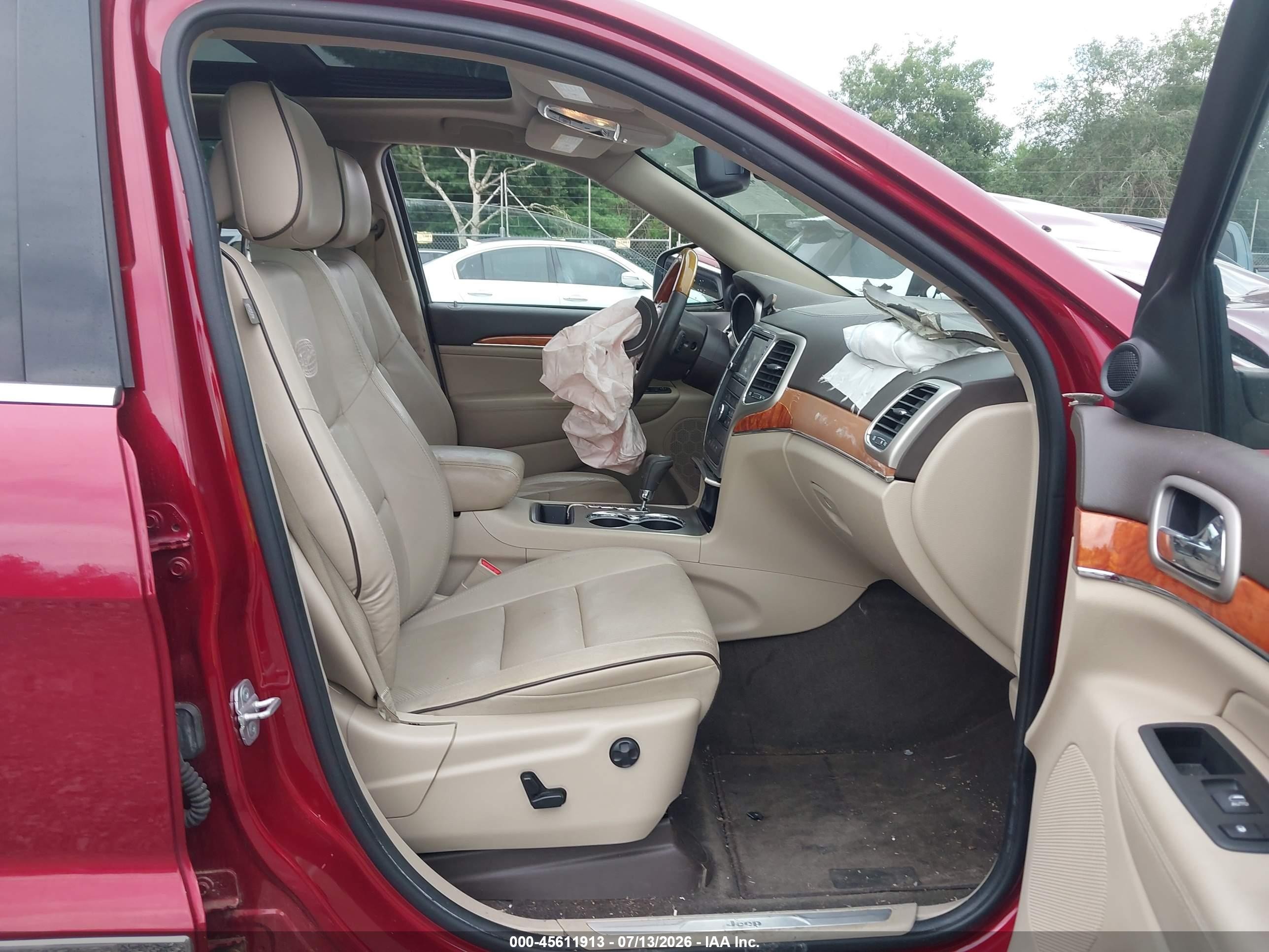 2012 Jeep Grand Cherokee Overland Red vin: 1C4RJECG7CC276396