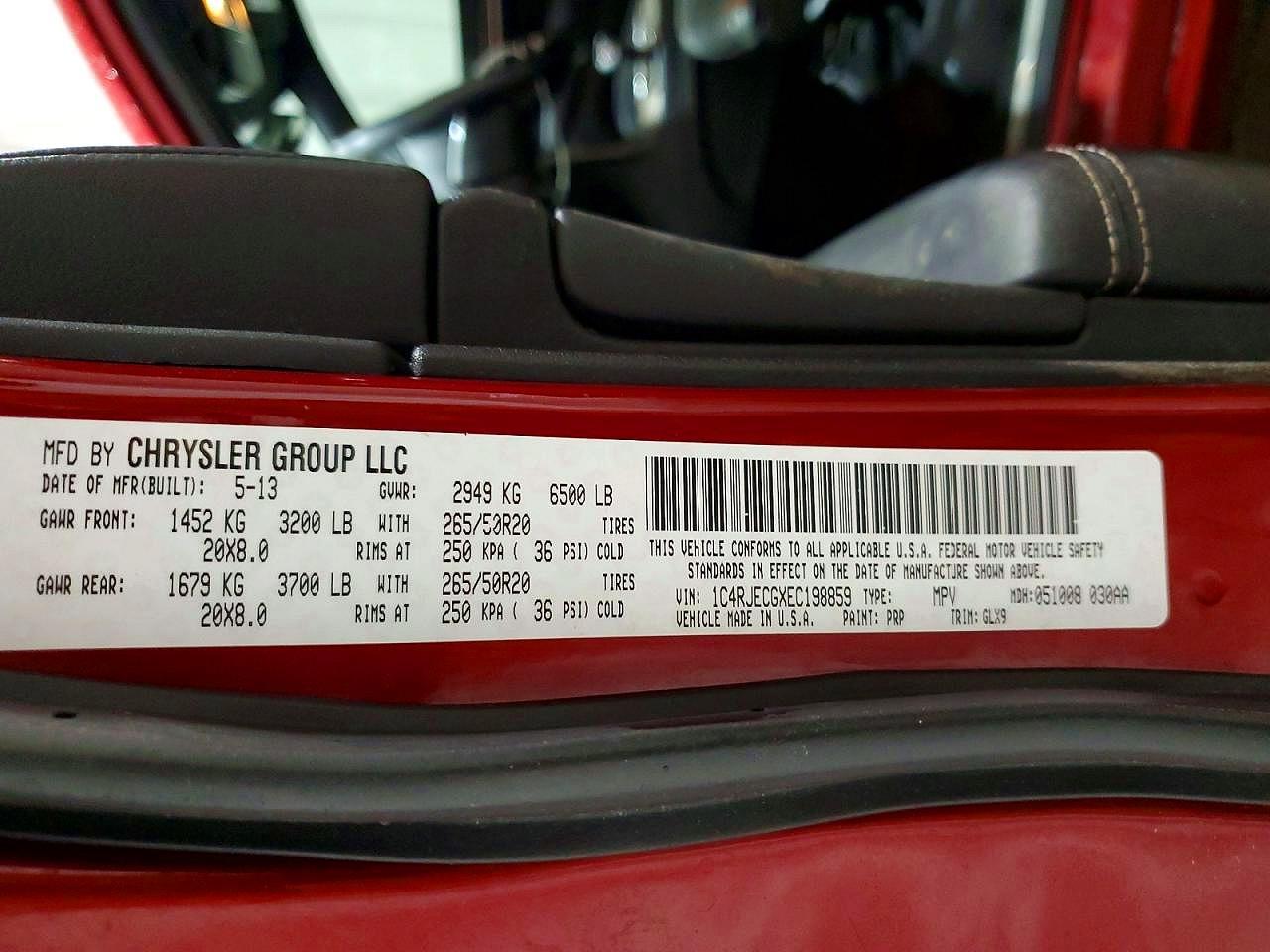 2014 Jeep Grand Cherokee Overland Red vin: 1C4RJECGXEC198859