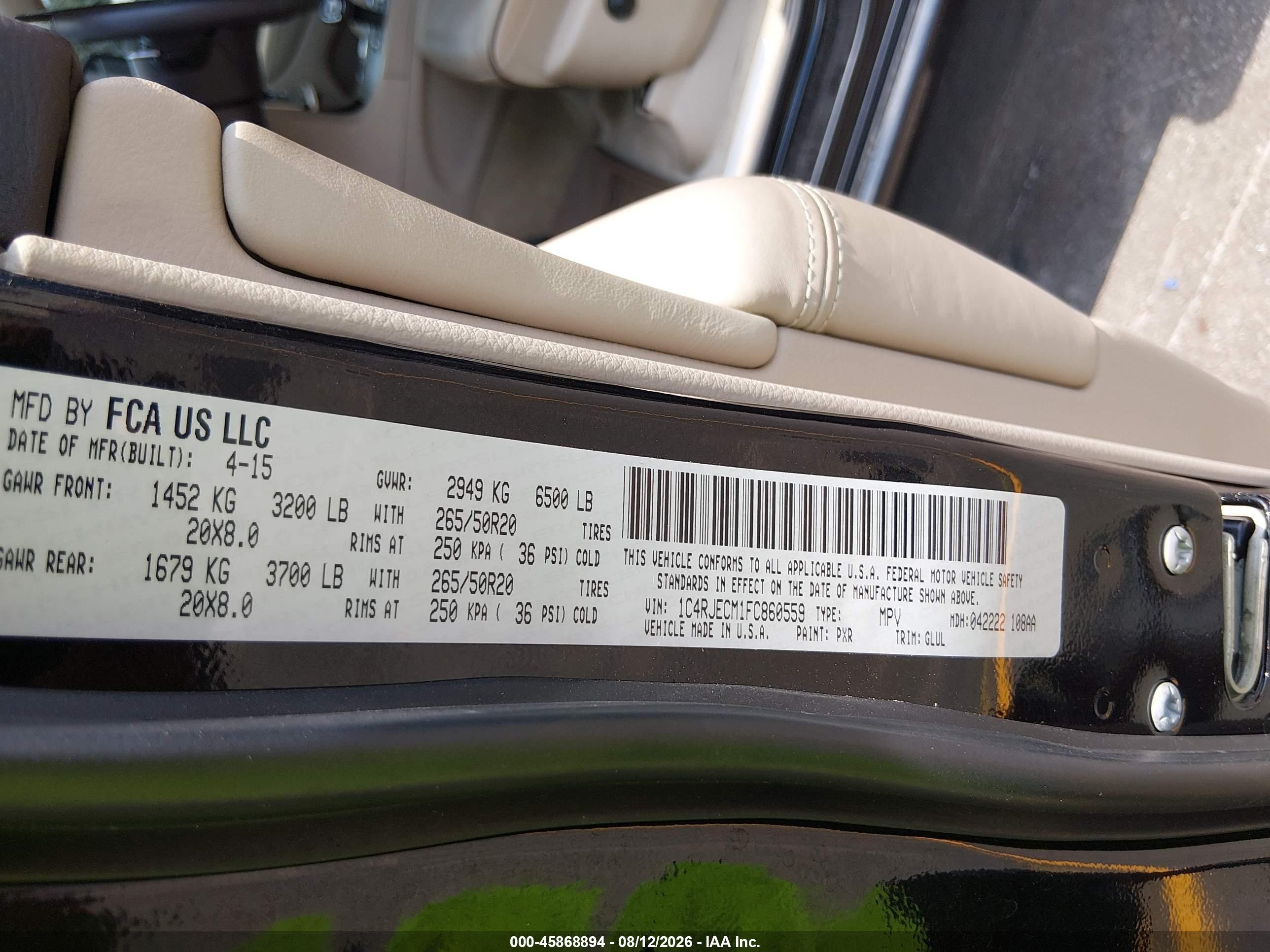 2015 Jeep Grand Cherokee Overland Black vin: 1C4RJECM1FC860559