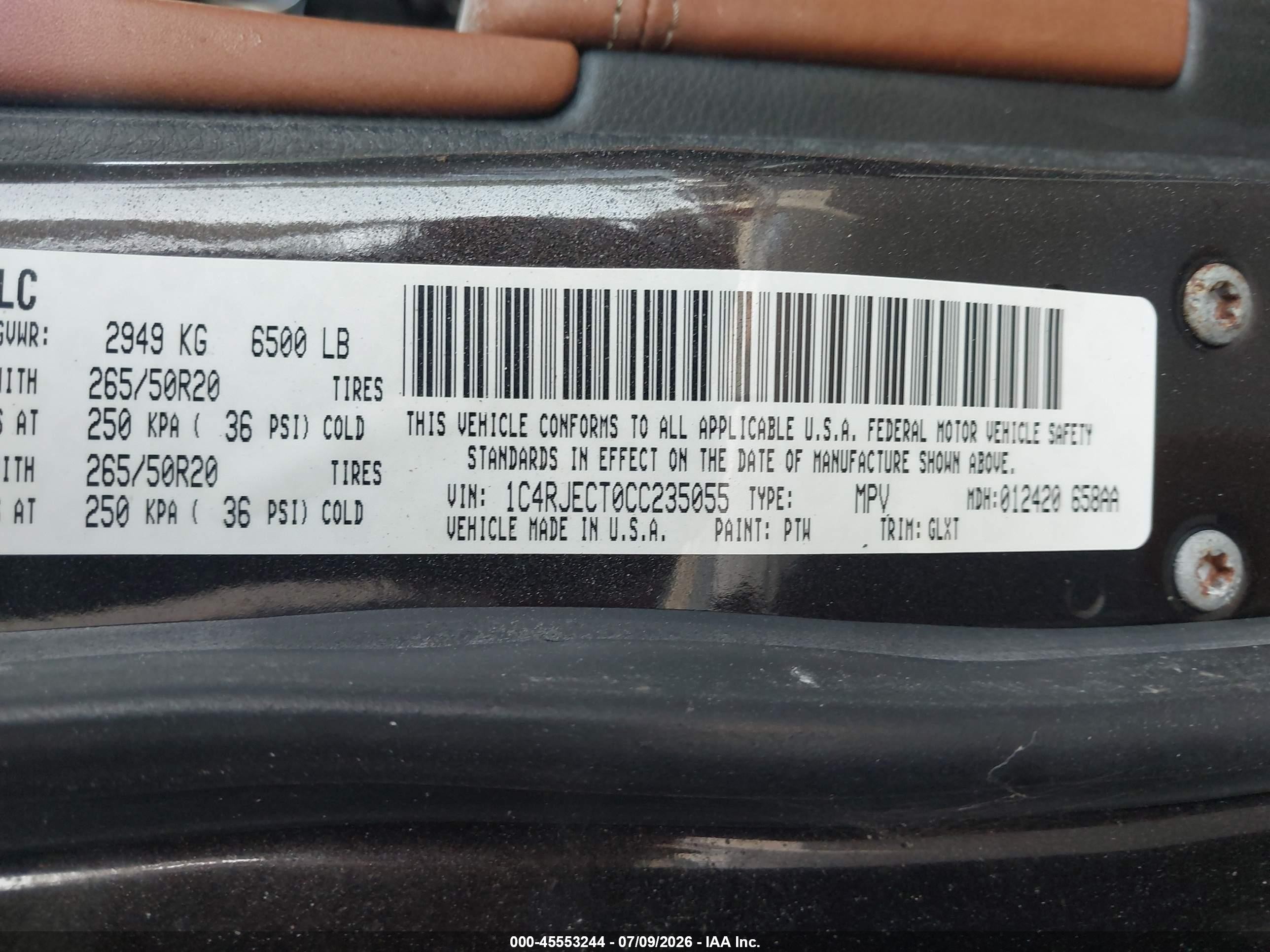 2012 Jeep Grand Cherokee Overland Gray vin: 1C4RJECT0CC235055