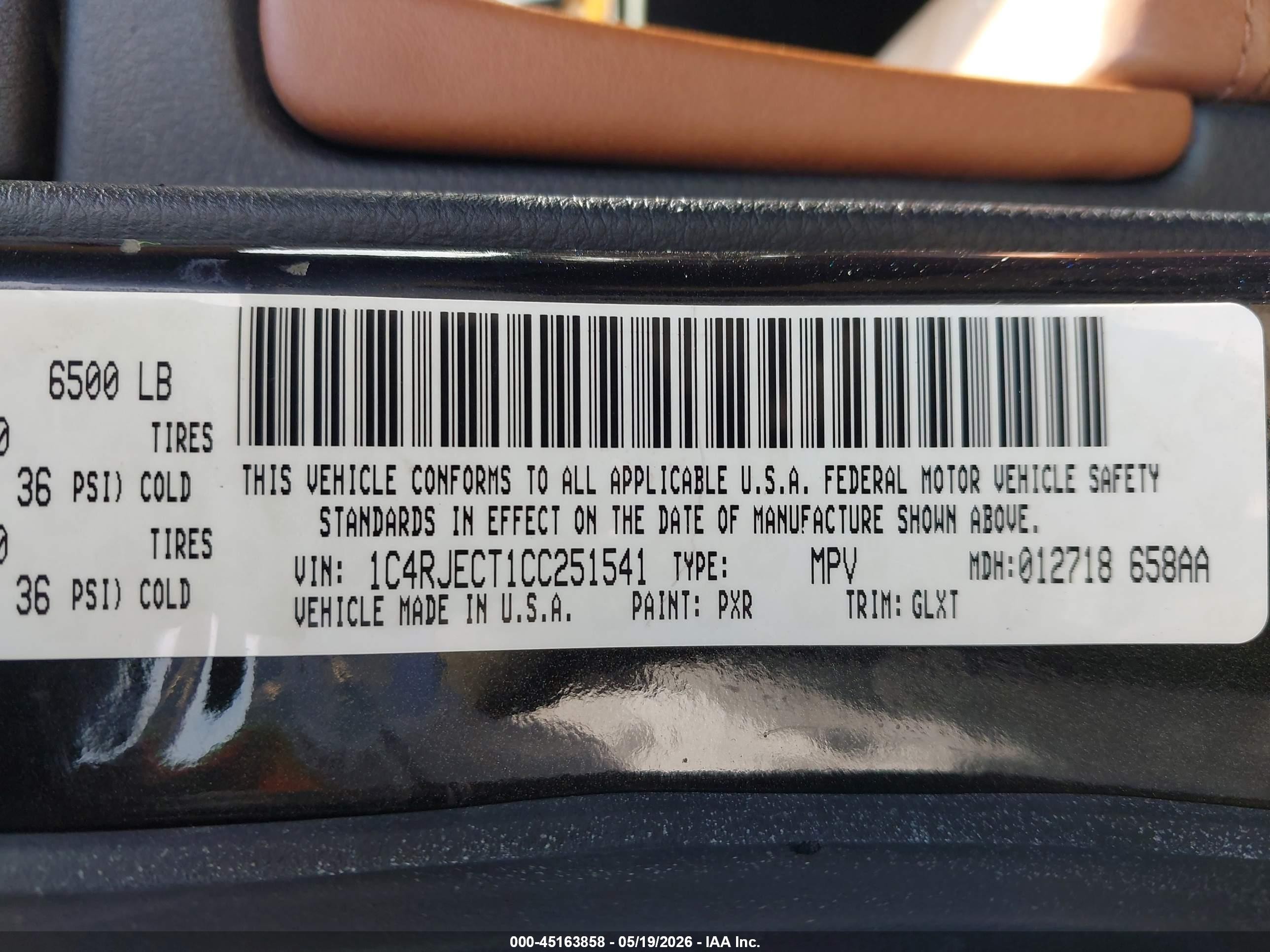 2012 Jeep Grand Cherokee Overland Black vin: 1C4RJECT1CC251541