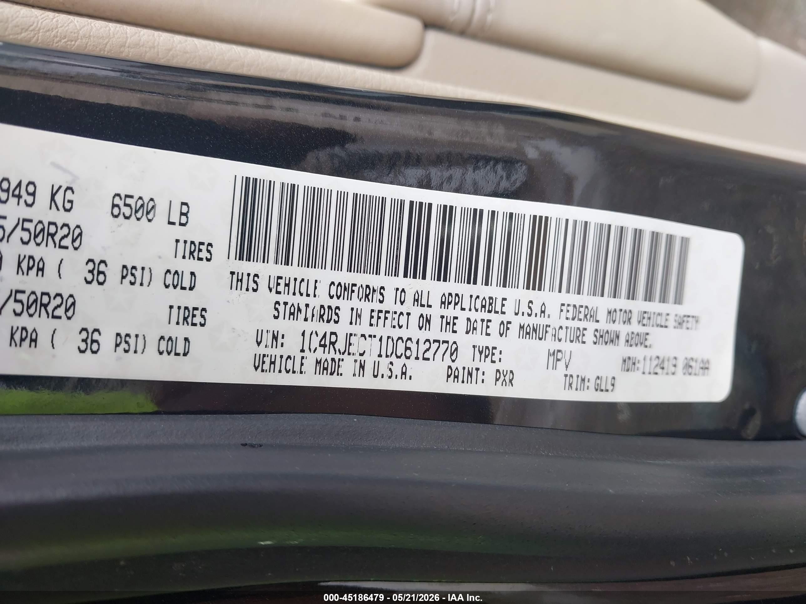 2013 Jeep Grand Cherokee Overland Black vin: 1C4RJECT1DC612770