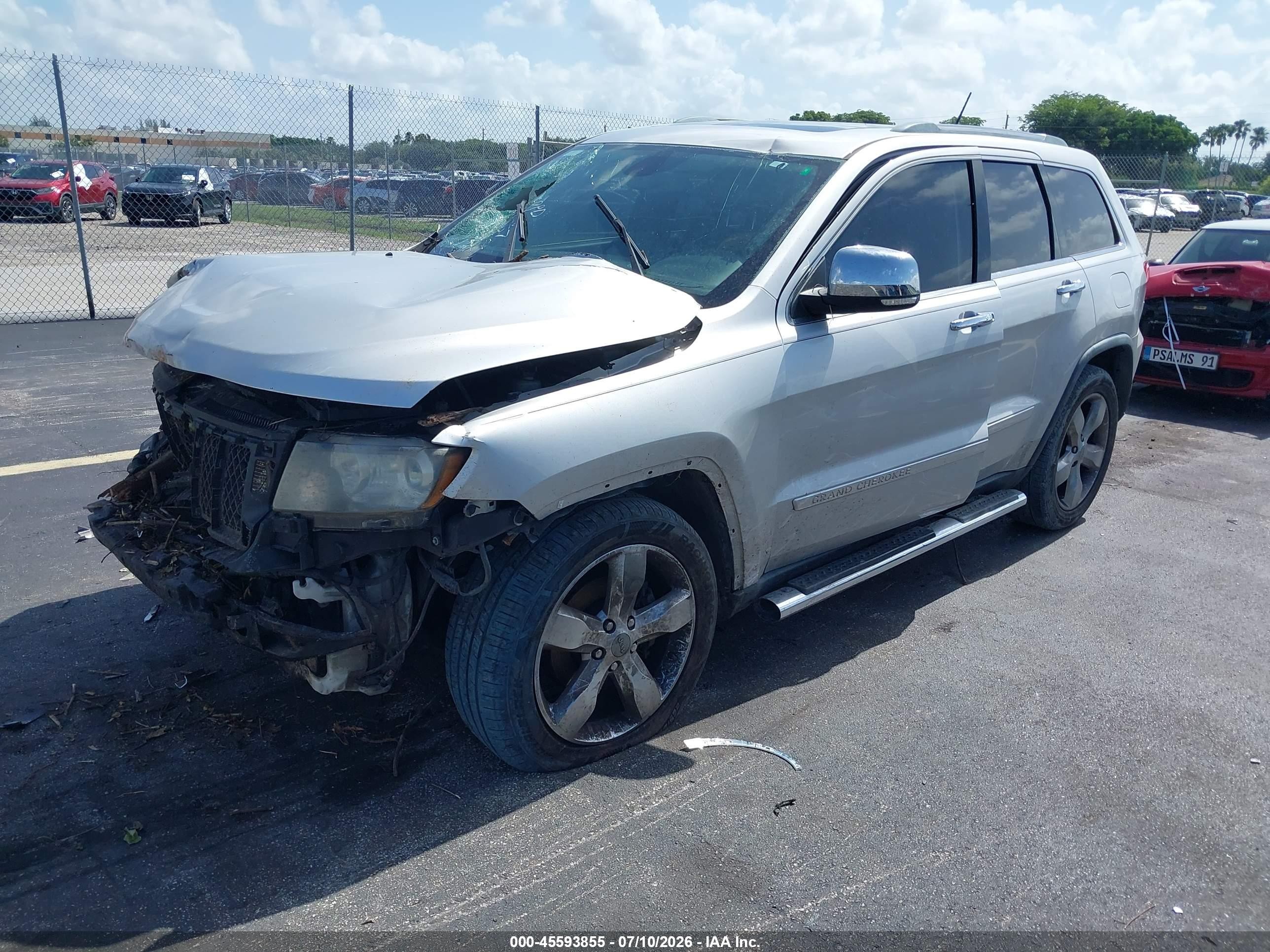 2012 Jeep Grand Cherokee Overland Silver vin: 1C4RJECT2CC281857