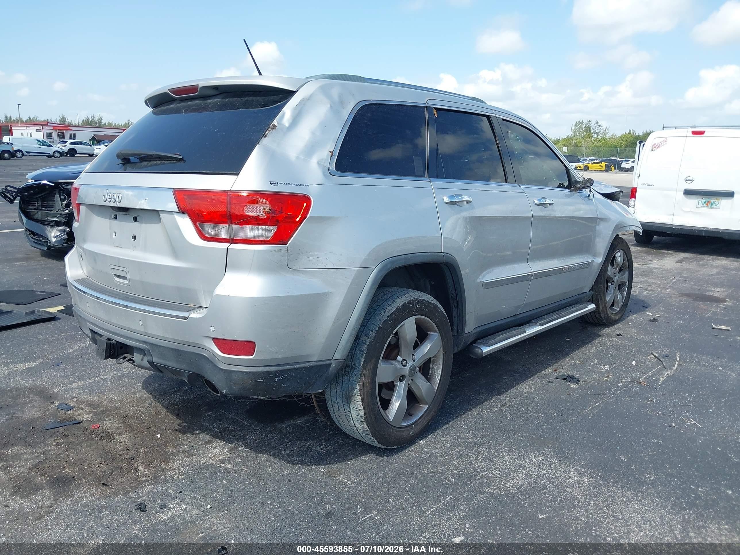 2012 Jeep Grand Cherokee Overland Silver vin: 1C4RJECT2CC281857