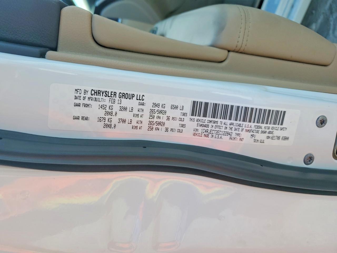 2014 Jeep Grand Cherokee Overland Белый vin: 1C4RJECT2EC122842