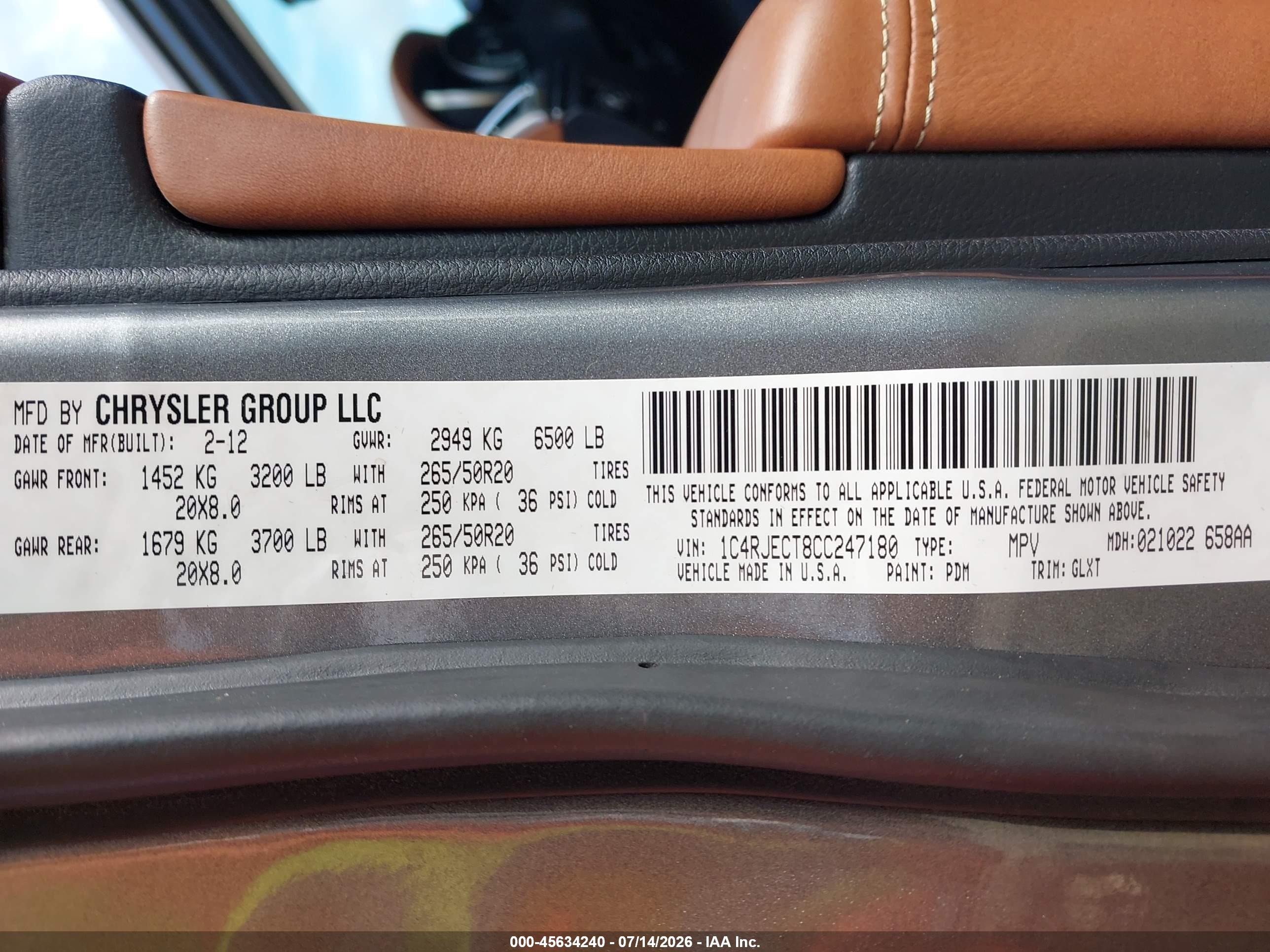2012 Jeep Grand Cherokee Overland Gray vin: 1C4RJECT8CC247180