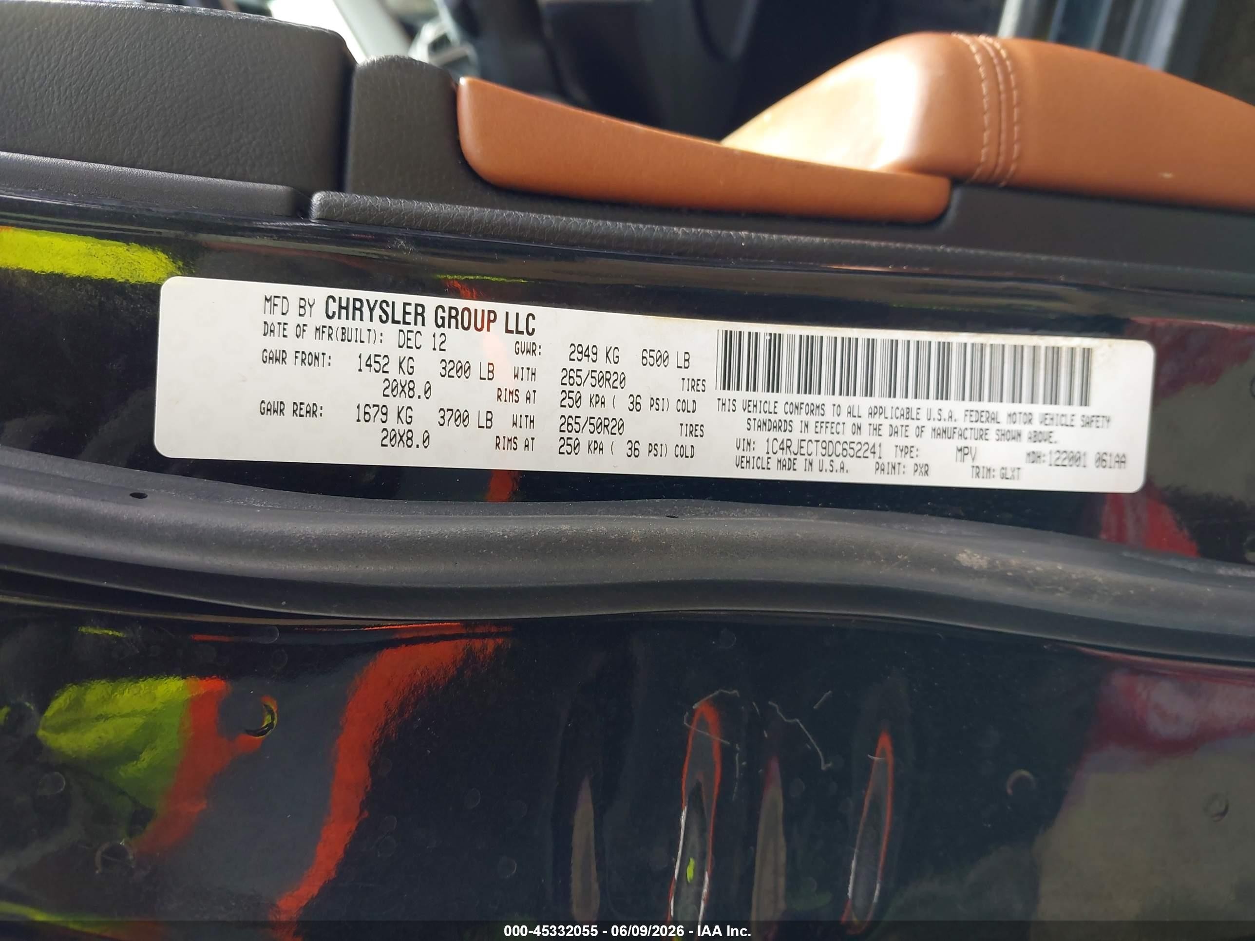 2013 Jeep Grand Cherokee Overland Black vin: 1C4RJECT9DC652241