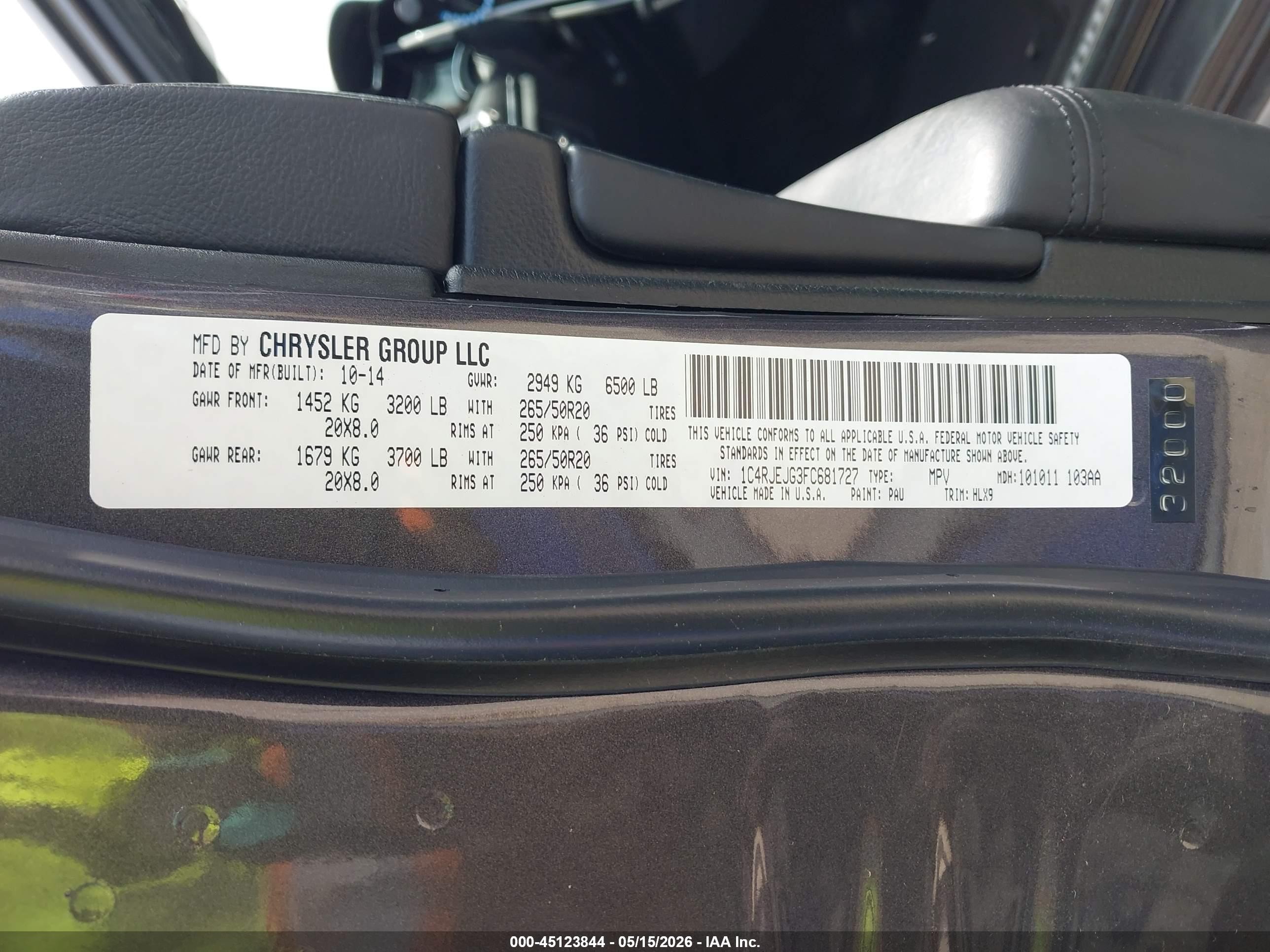 2015 Jeep Grand Cherokee Summit Gray vin: 1C4RJEJG3FC681727