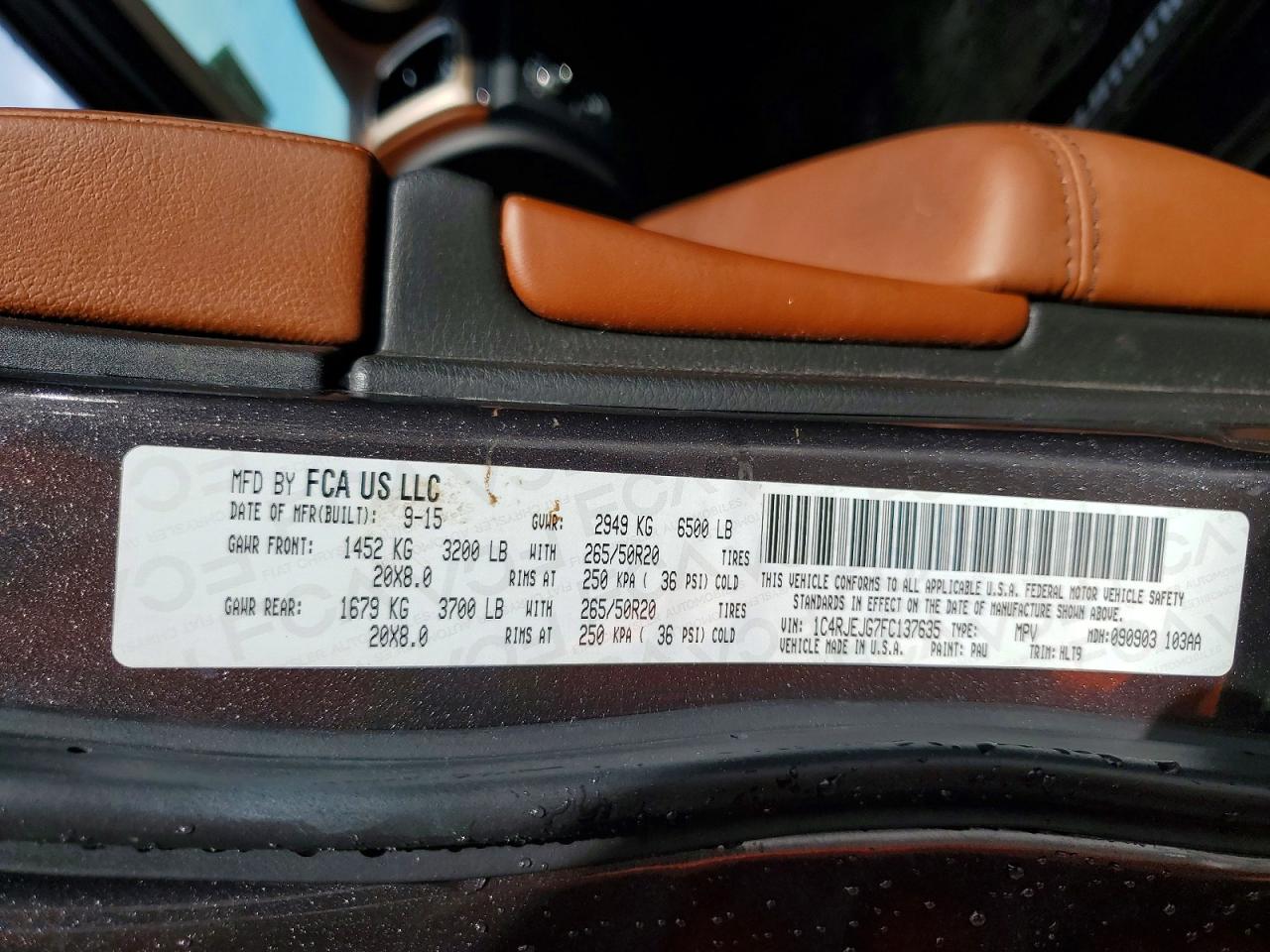 2015 Jeep Grand Cherokee Summit Серый vin: 1C4RJEJG7FC137635