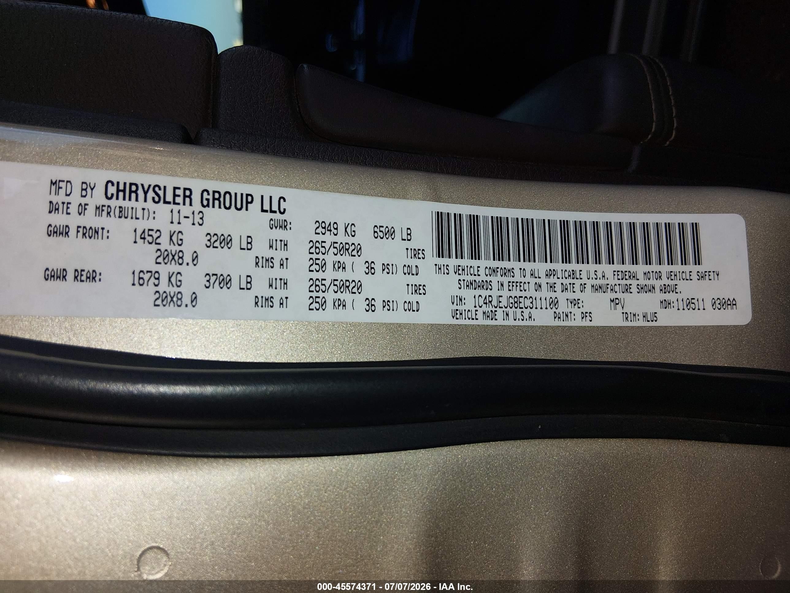 2014 Jeep Grand Cherokee Summit Gold vin: 1C4RJEJG8EC311100