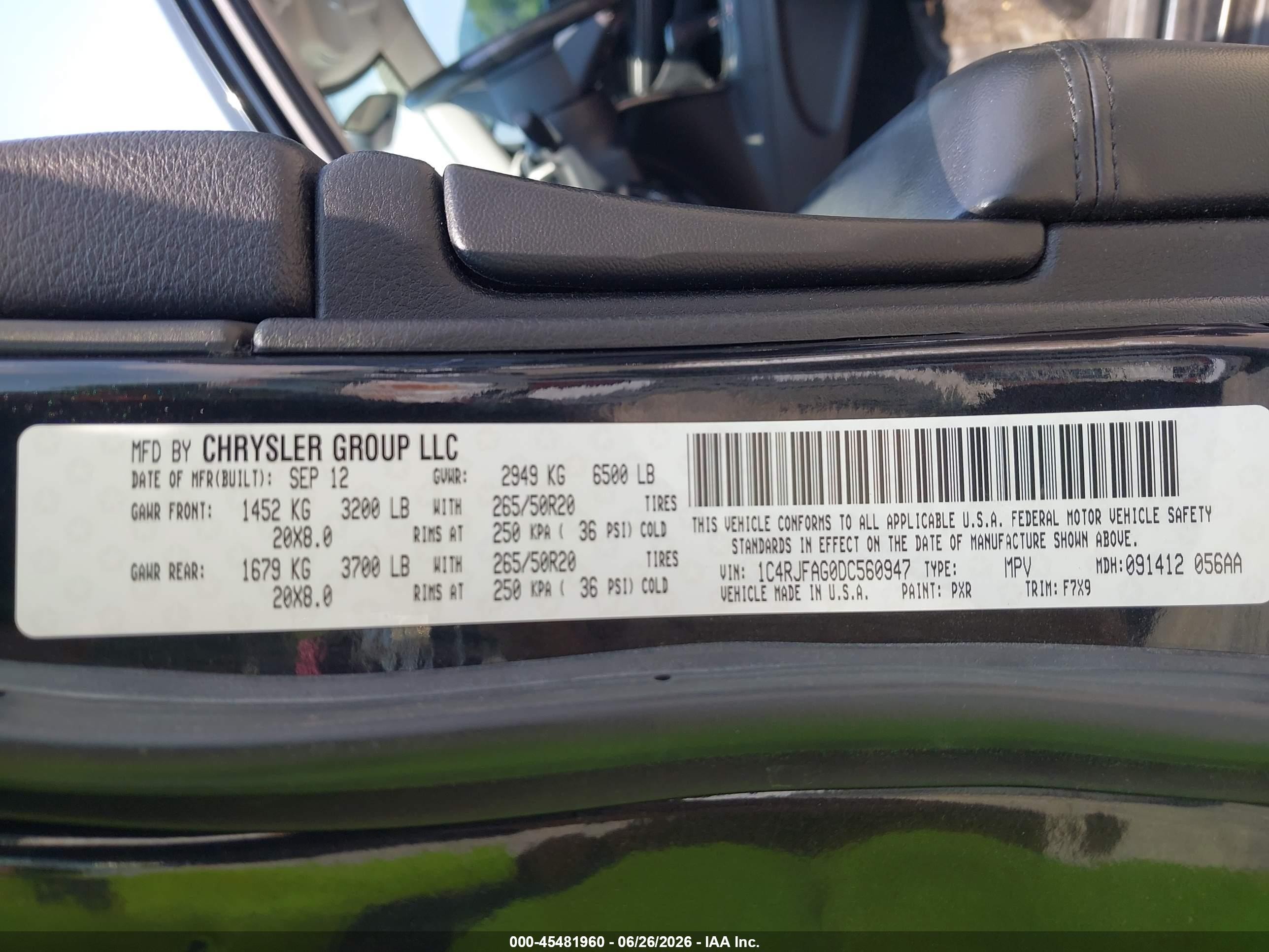 2013 Jeep Grand Cherokee Laredo Черный vin: 1C4RJFAG0DC560947