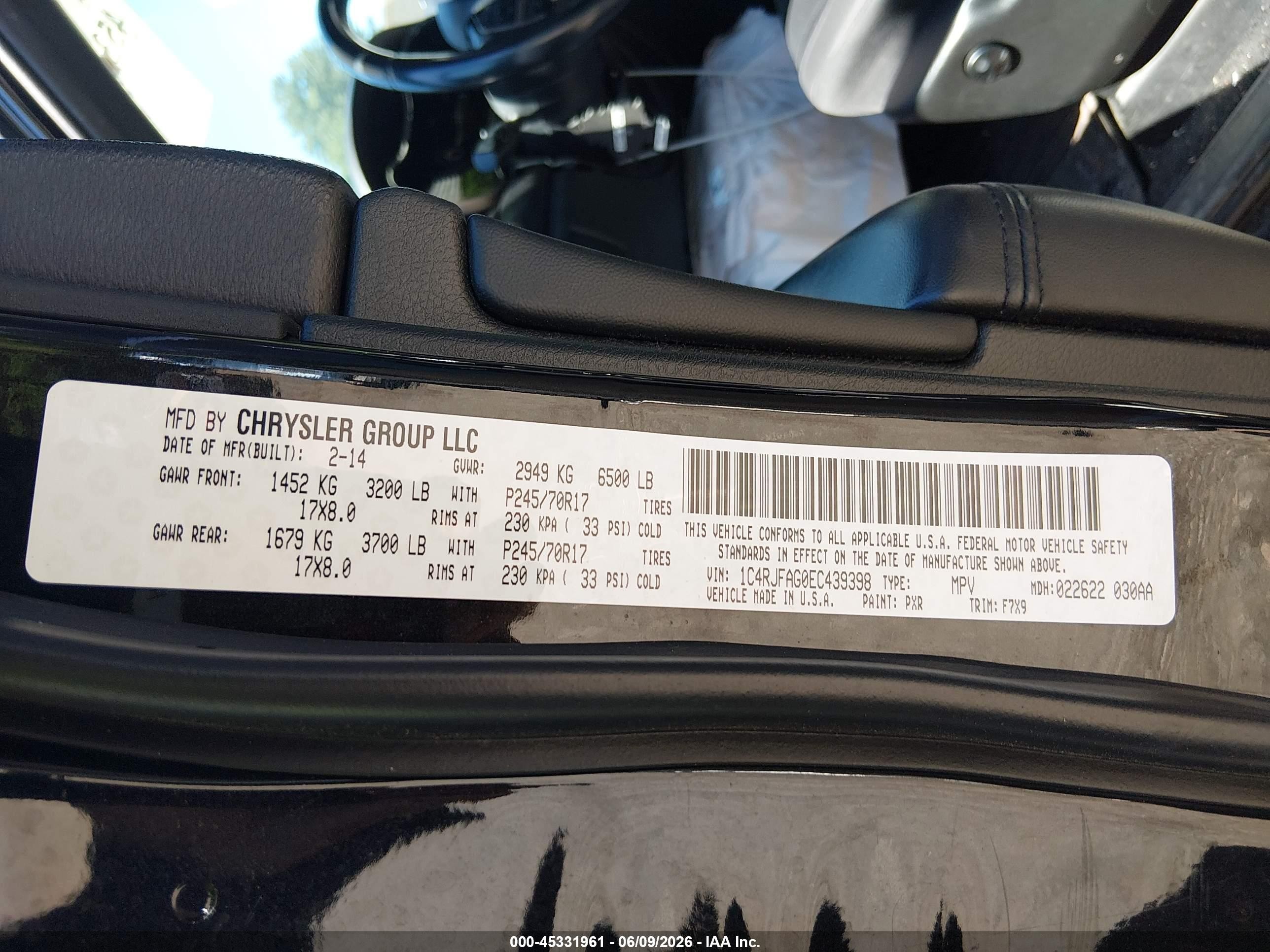 2014 Jeep Grand Cherokee Laredo Black vin: 1C4RJFAG0EC439398