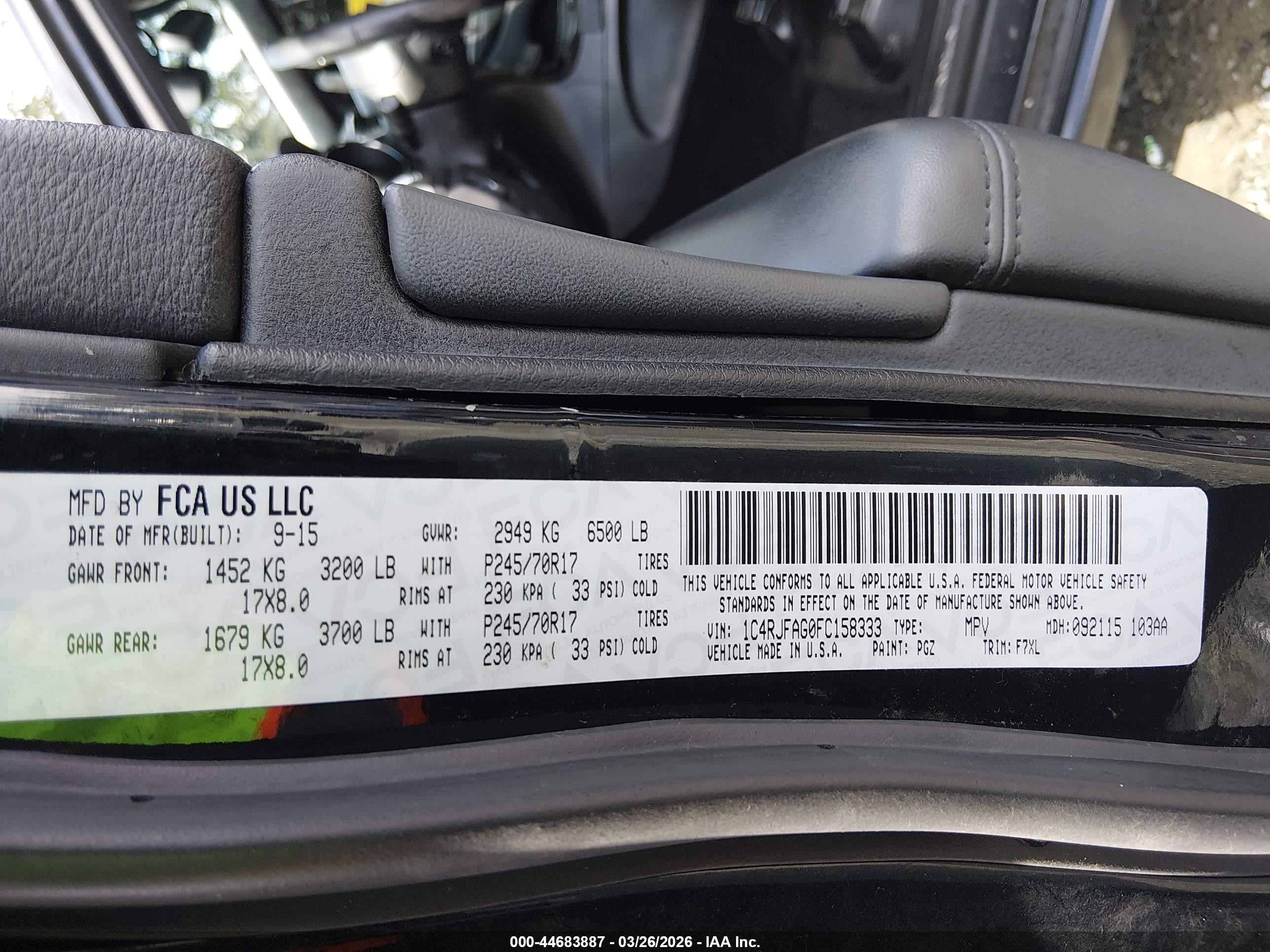 2015 Jeep Grand Cherokee Laredo Black vin: 1C4RJFAG0FC158333