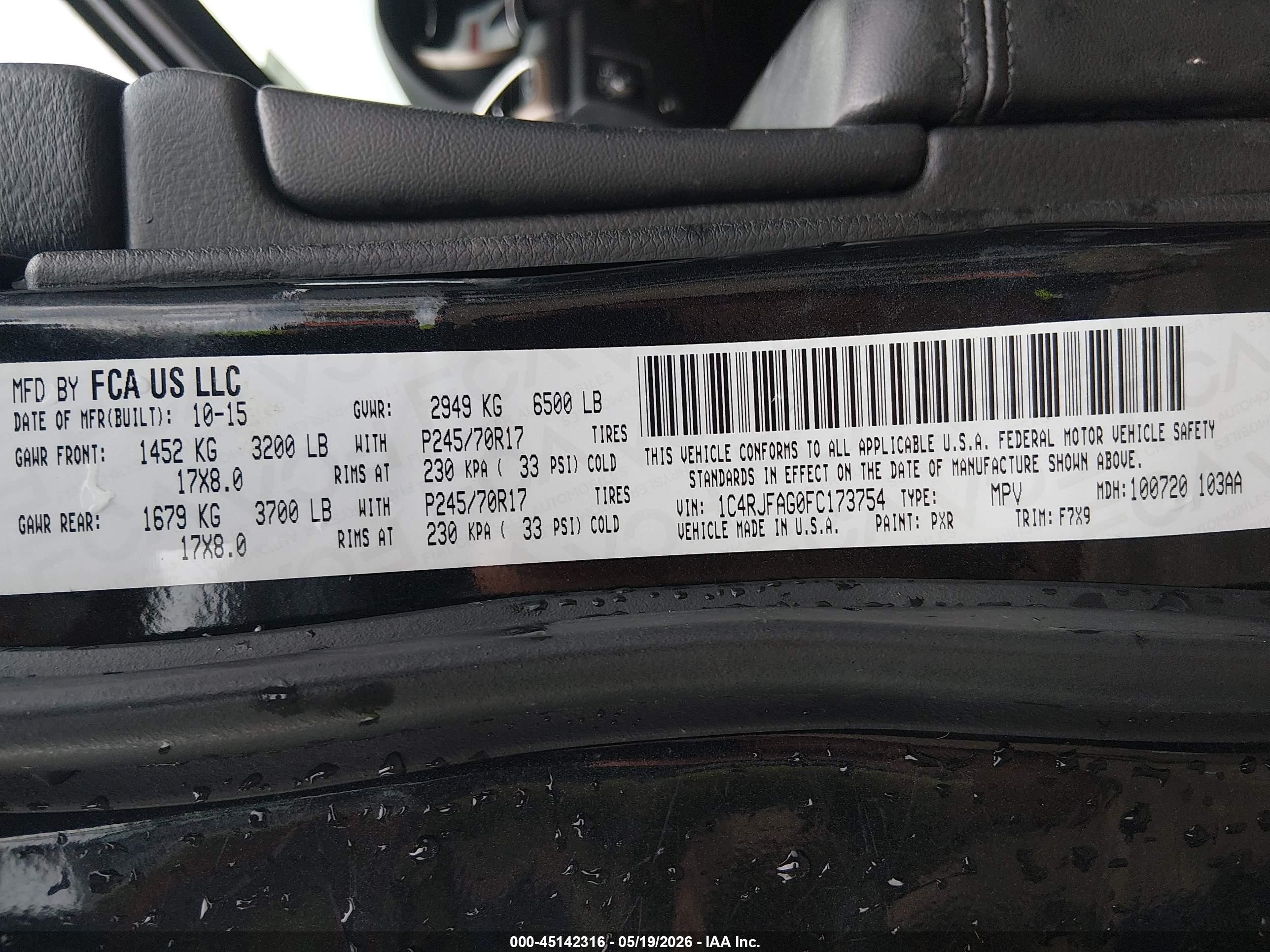 2015 Jeep Grand Cherokee Laredo Black vin: 1C4RJFAG0FC173754