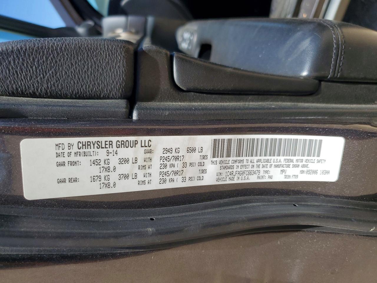 2015 Jeep Grand Cherokee Laredo Charcoal vin: 1C4RJFAG0FC663479