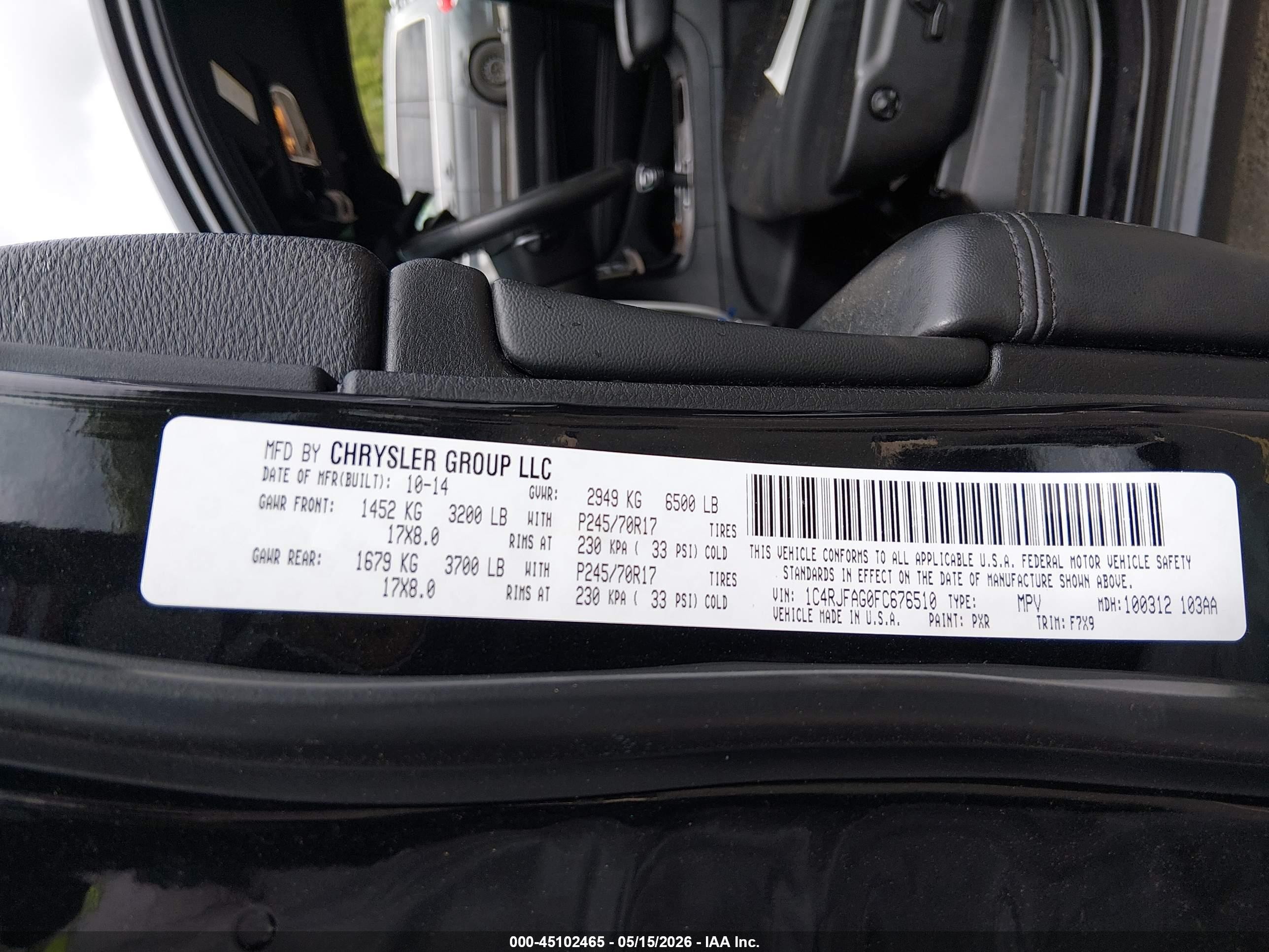 2015 Jeep Grand Cherokee Laredo Черный vin: 1C4RJFAG0FC676510