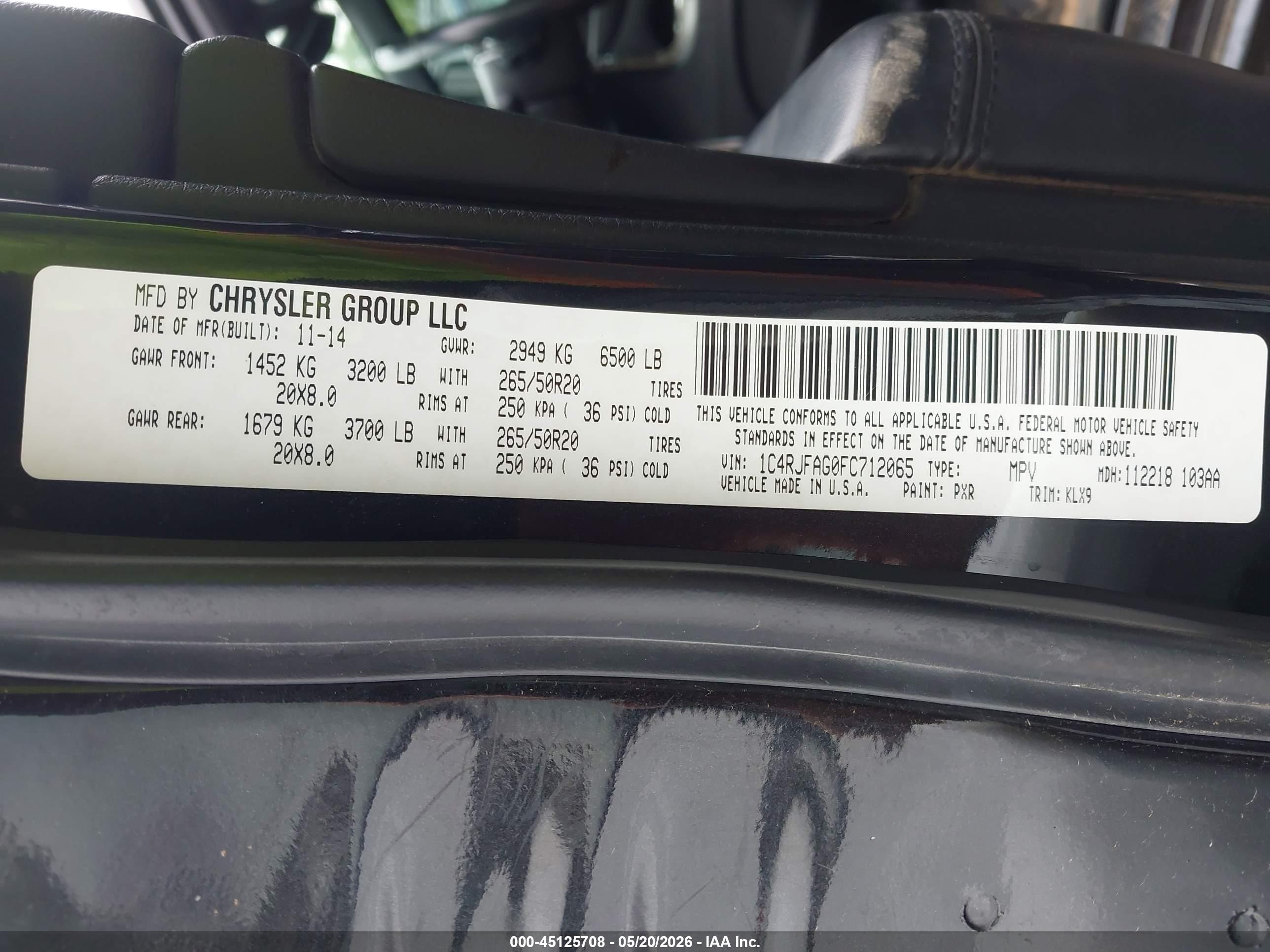2015 Jeep Grand Cherokee Altitude Black vin: 1C4RJFAG0FC712065