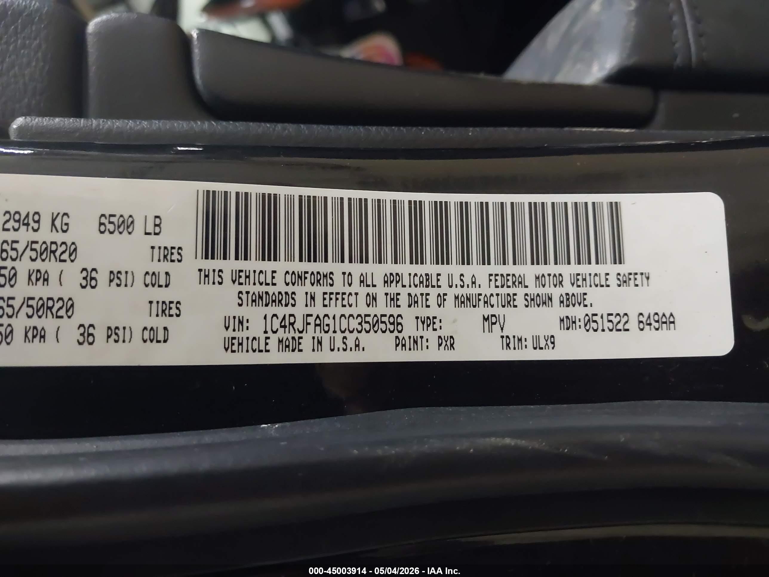 2012 Jeep Grand Cherokee Laredo Черный vin: 1C4RJFAG1CC350596