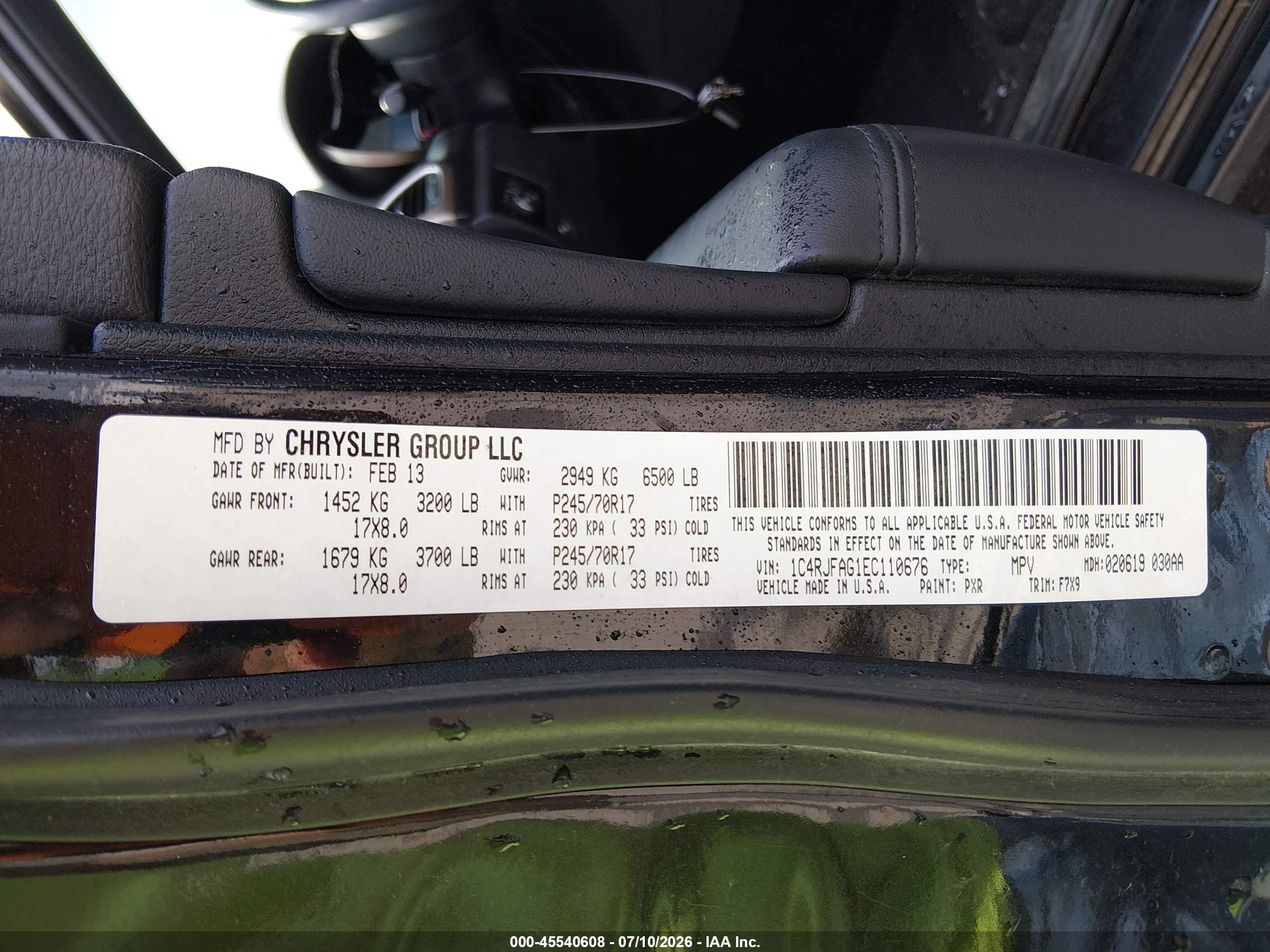 2014 Jeep Grand Cherokee Laredo Black vin: 1C4RJFAG1EC110676