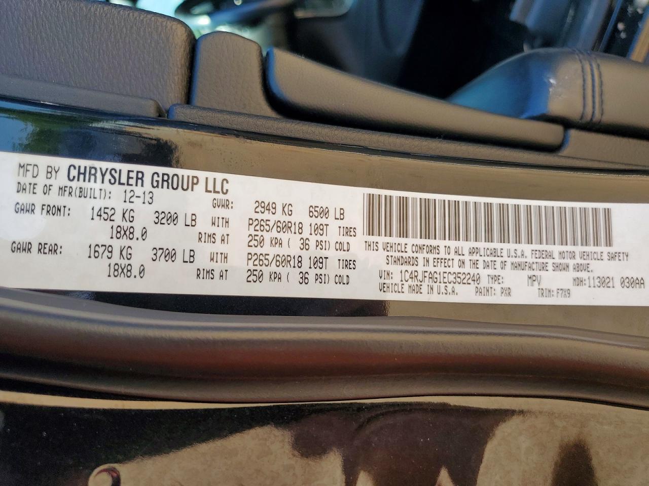 2014 Jeep Grand Cherokee Laredo Черный vin: 1C4RJFAG1EC352240