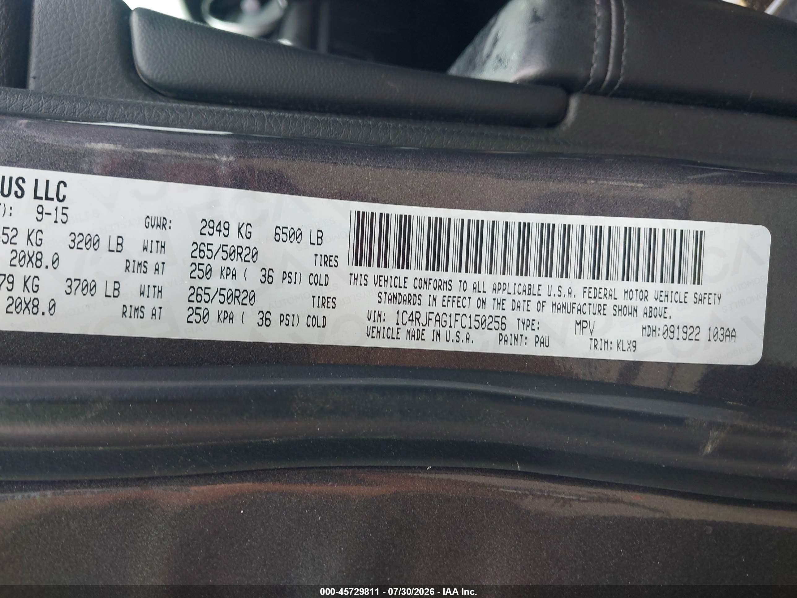 2015 Jeep Grand Cherokee Altitude Gray vin: 1C4RJFAG1FC150256