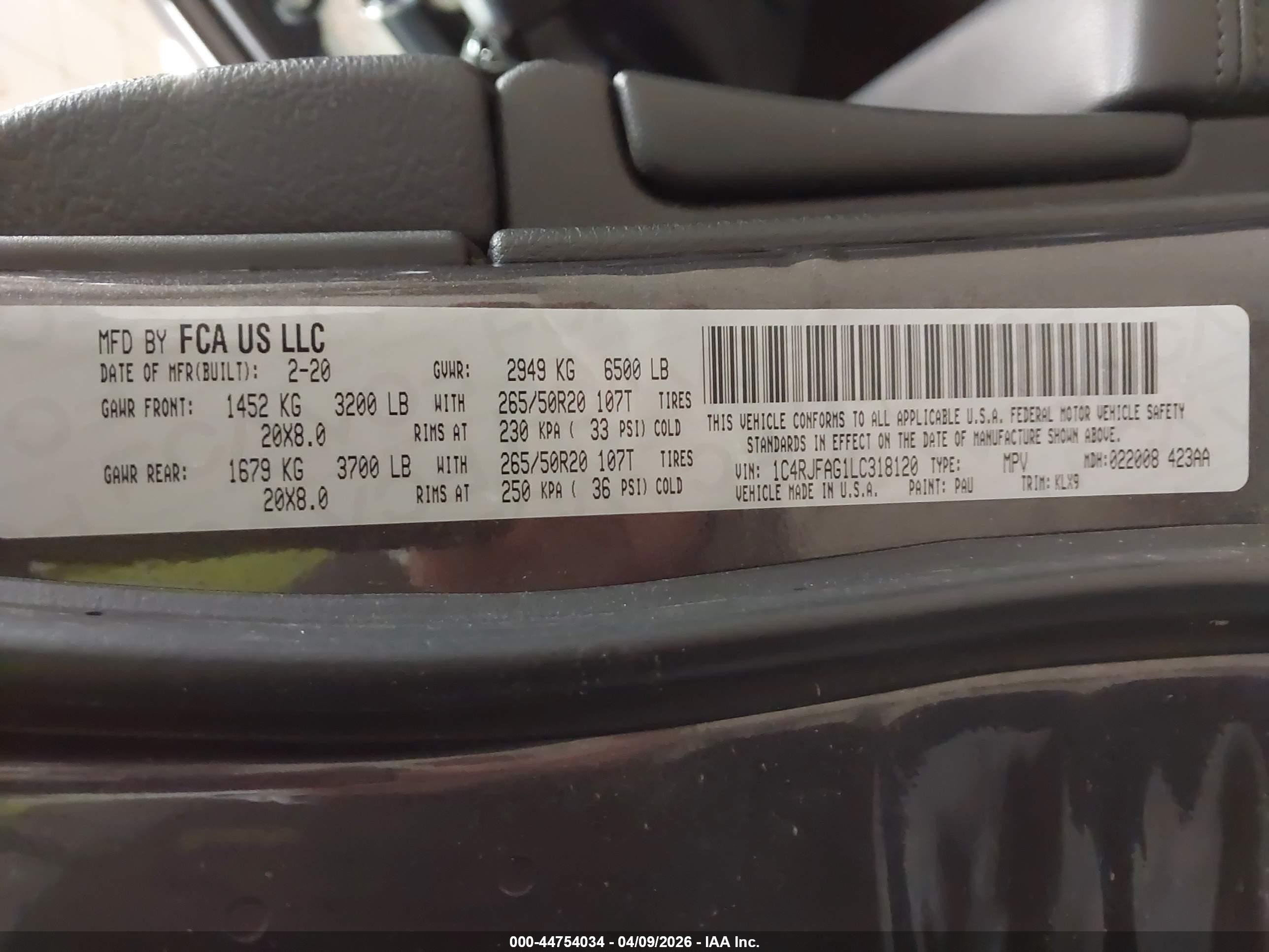 2020 Jeep Grand Cherokee Altitude 4x4 Gray vin: 1C4RJFAG1LC318120