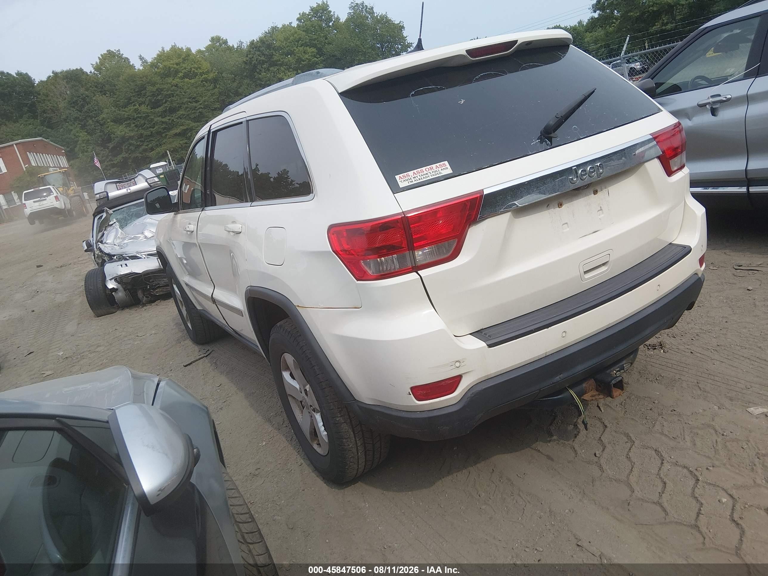 2012 Jeep Grand Cherokee Laredo Белый vin: 1C4RJFAG2CC163996