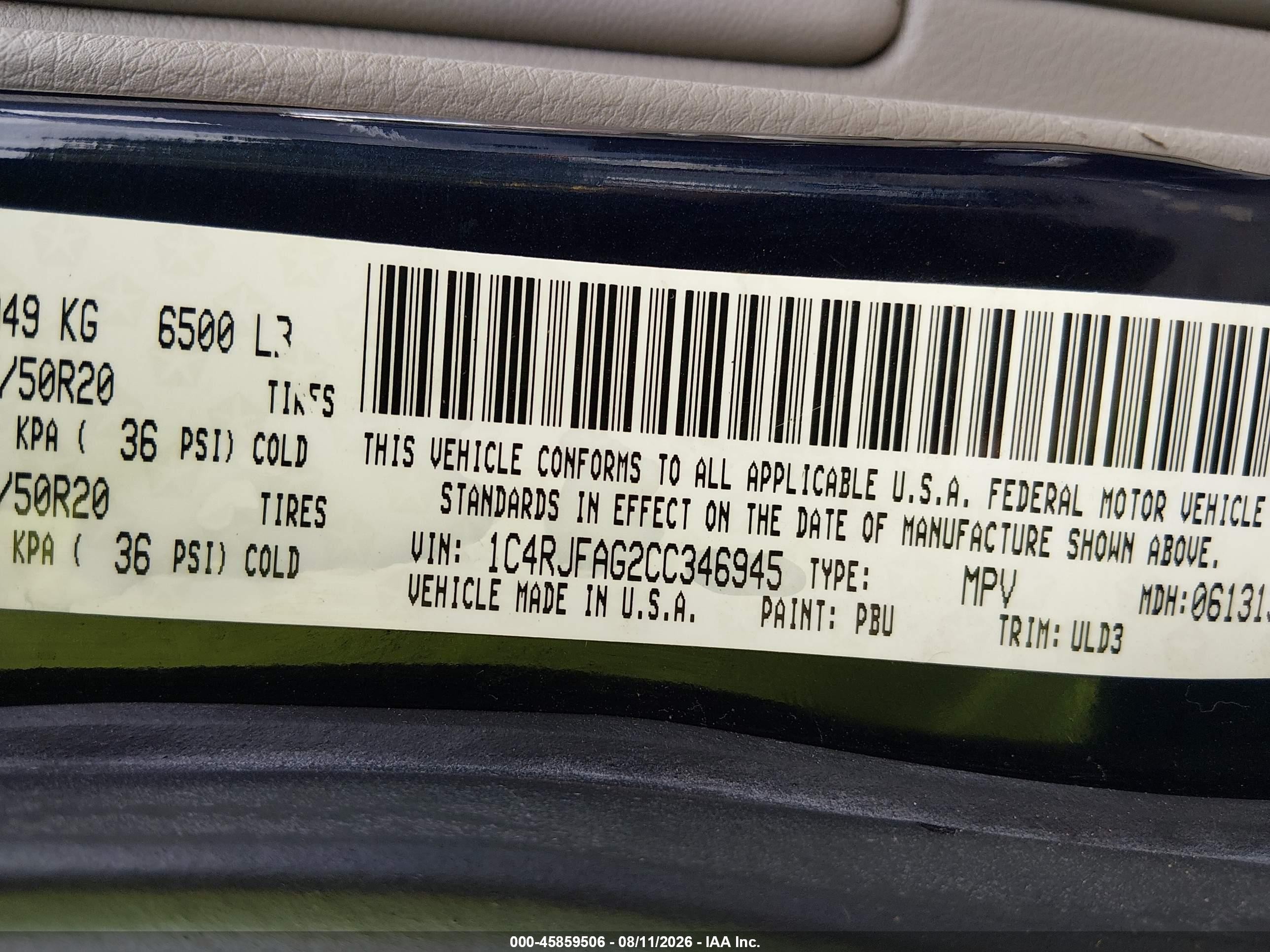 2012 Jeep Grand Cherokee Laredo Blue vin: 1C4RJFAG2CC346945