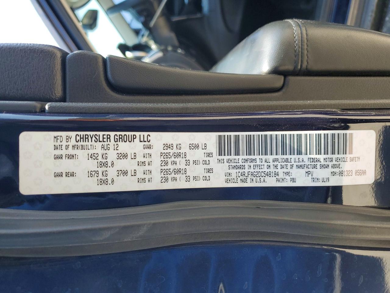 2013 Jeep Grand Cherokee Laredo Синий vin: 1C4RJFAG2DC548184