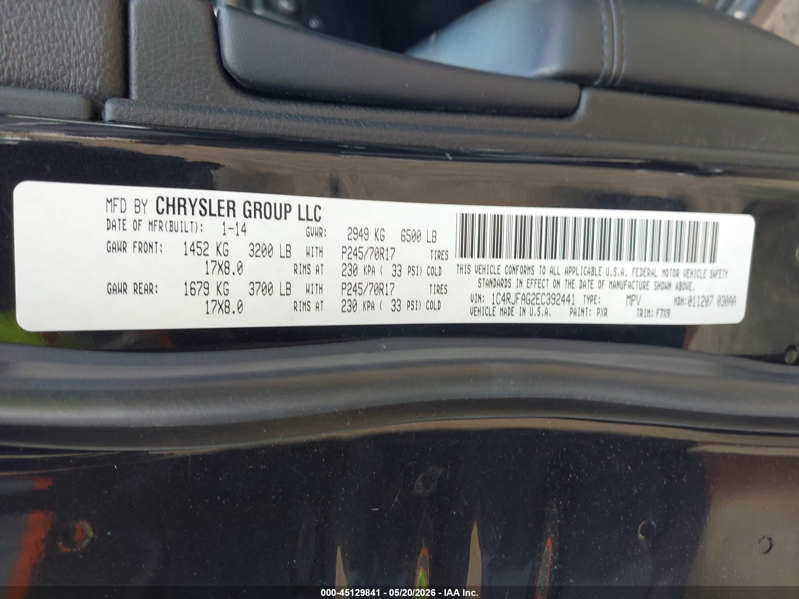 2014 Jeep Grand Cherokee Laredo Black vin: 1C4RJFAG2EC392441