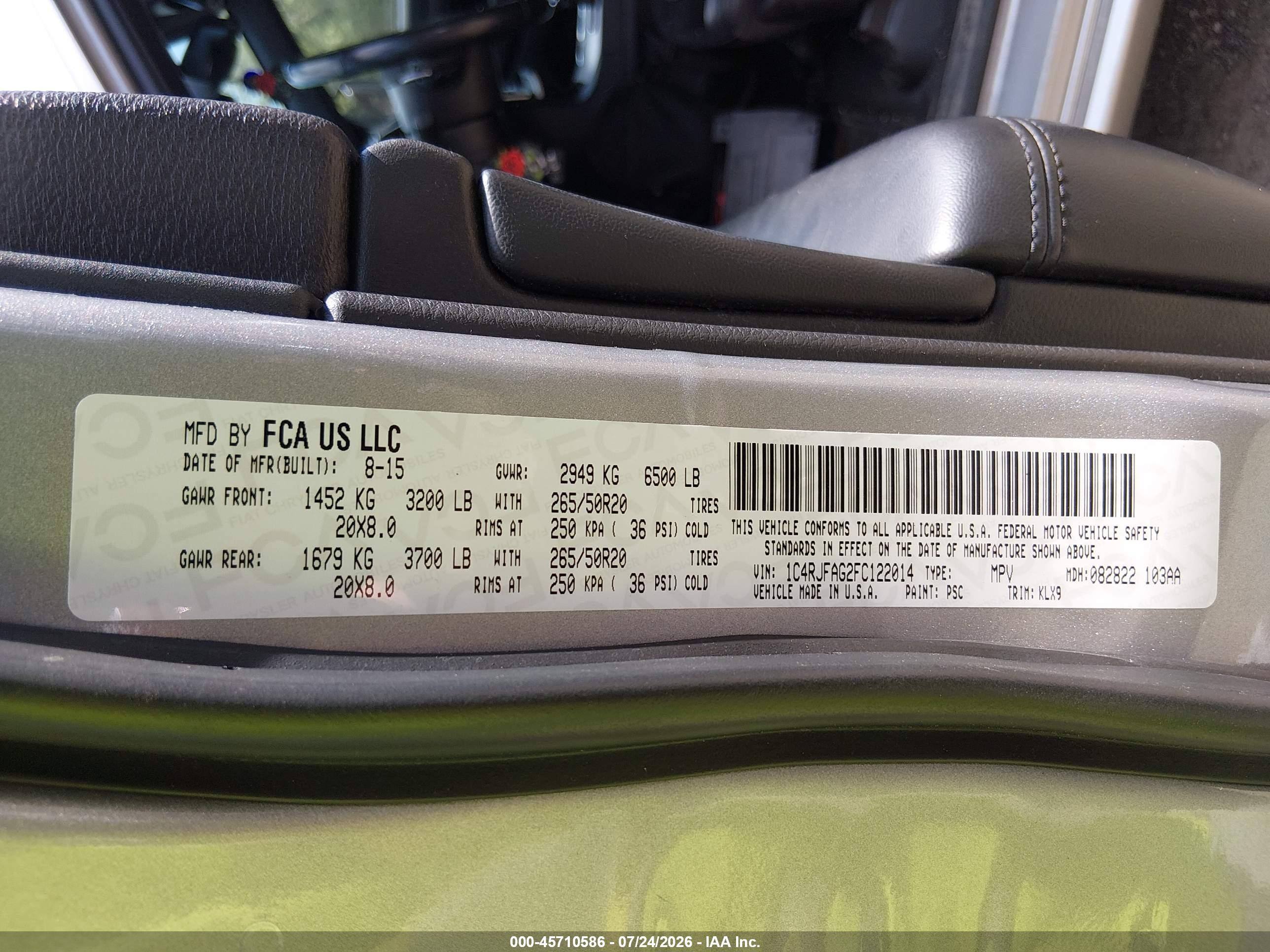 2015 Jeep Grand Cherokee Altitude Silver vin: 1C4RJFAG2FC122014