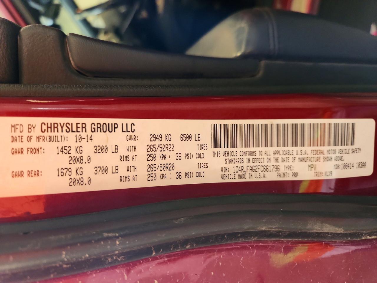 2015 Jeep Grand Cherokee Laredo Red vin: 1C4RJFAG2FC661796