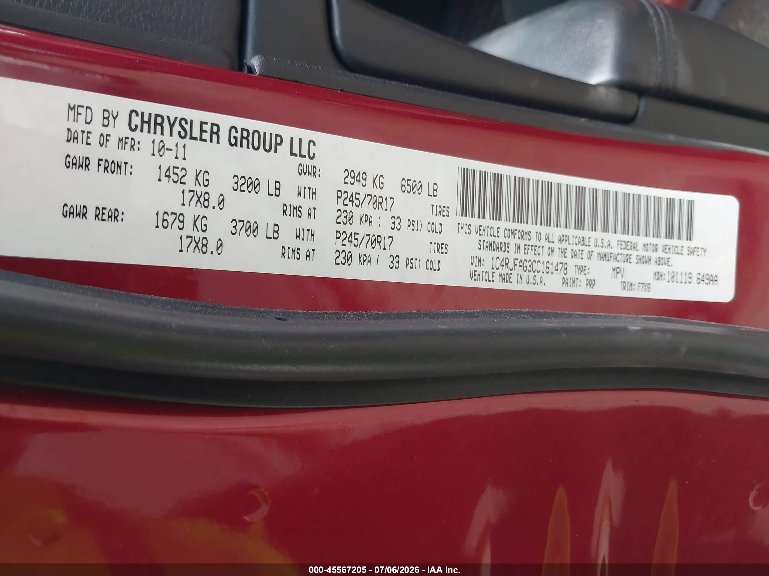 2012 Jeep Grand Cherokee Laredo Red vin: 1C4RJFAG3CC161478