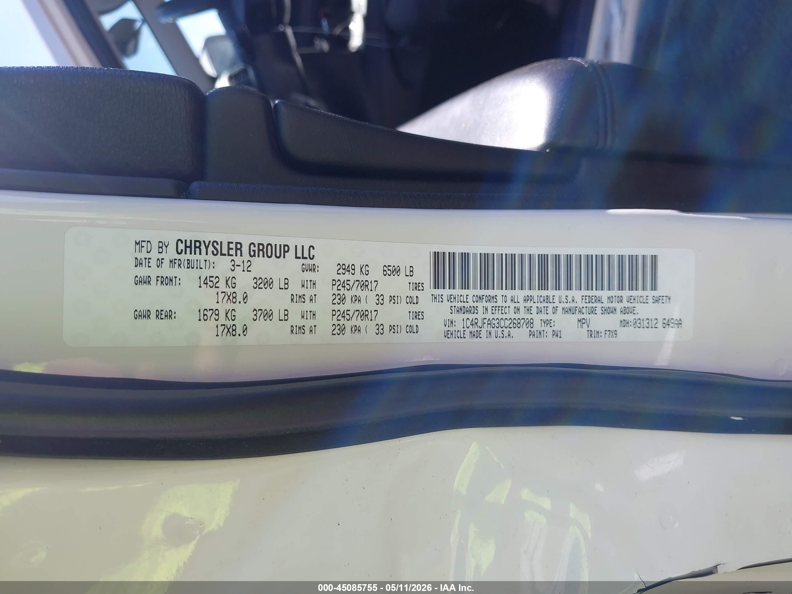 2012 Jeep Grand Cherokee Laredo White vin: 1C4RJFAG3CC268708