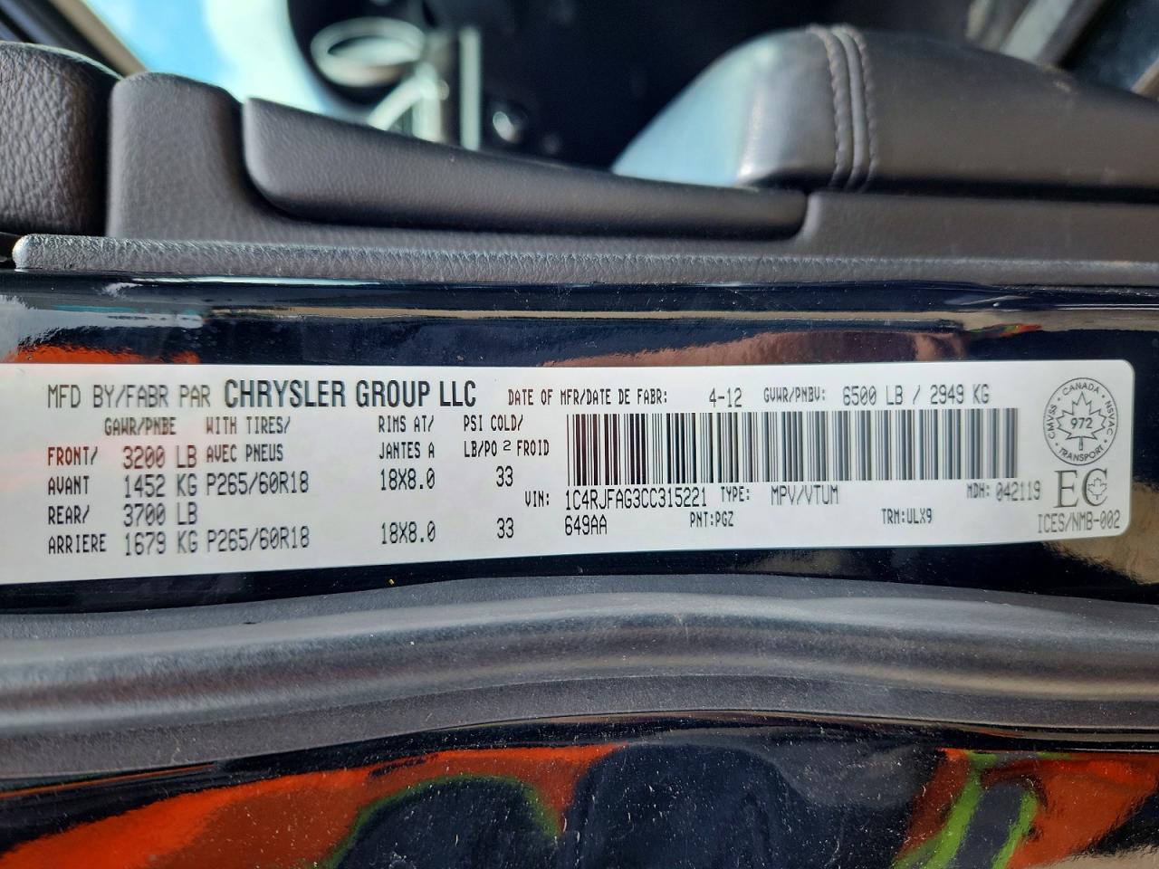 2012 Jeep Grand Cherokee Laredo Black vin: 1C4RJFAG3CC315221