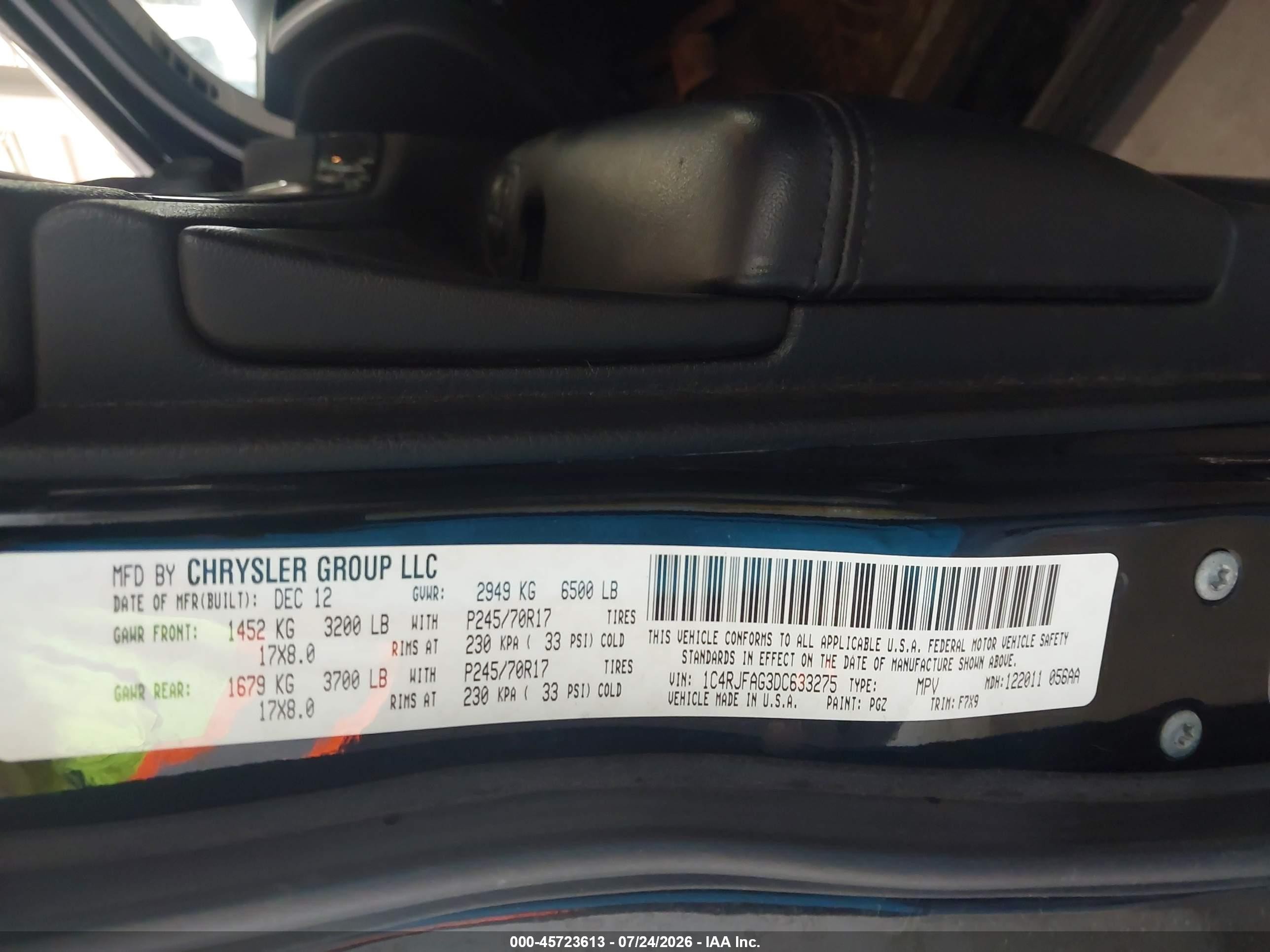2013 Jeep Grand Cherokee Laredo Black vin: 1C4RJFAG3DC633275